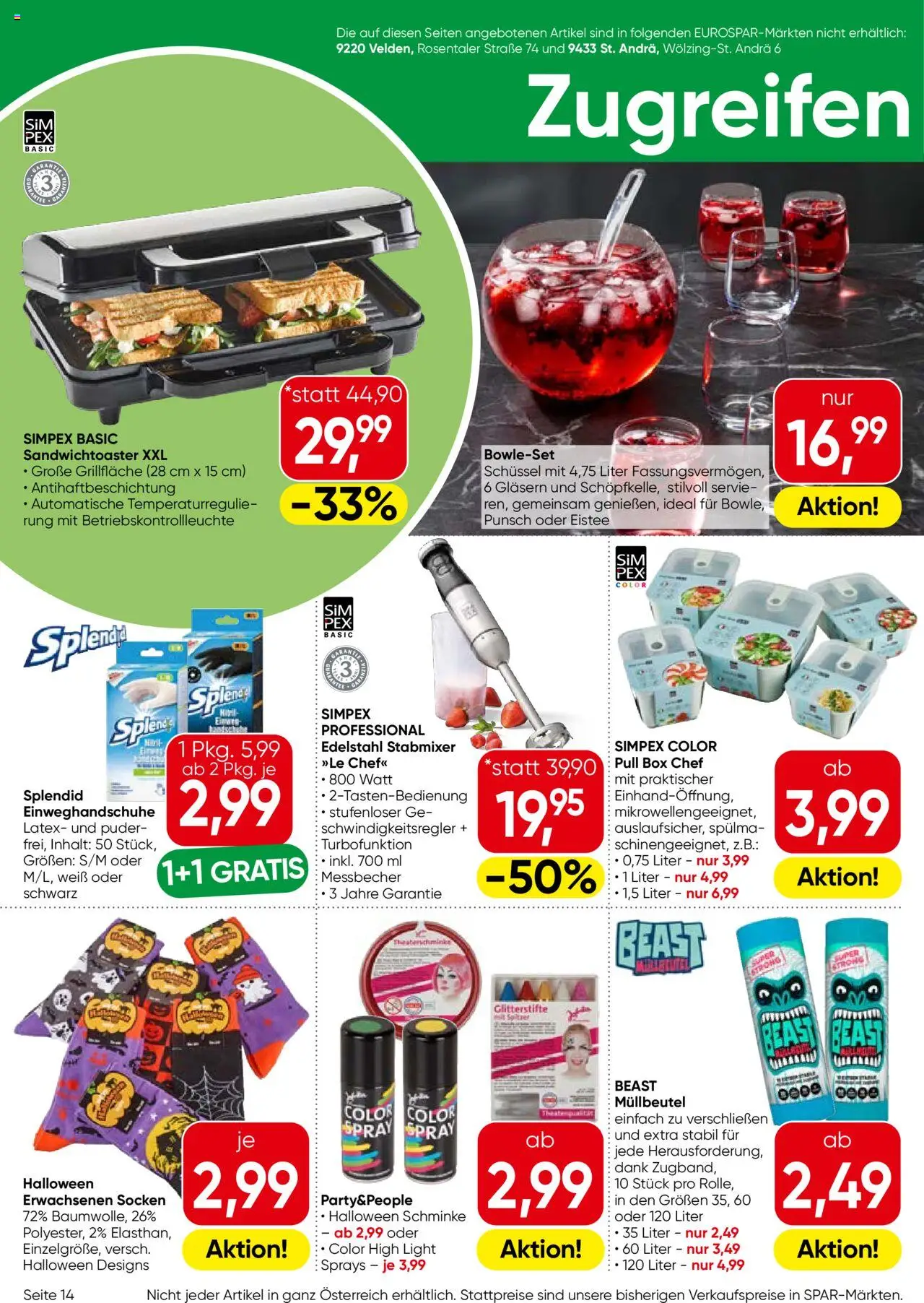 Eurospar Flugblatt - Kärnten gültig ab 25.09.2025 | Seite: 14 | Produkte: Socken, Box, Puder