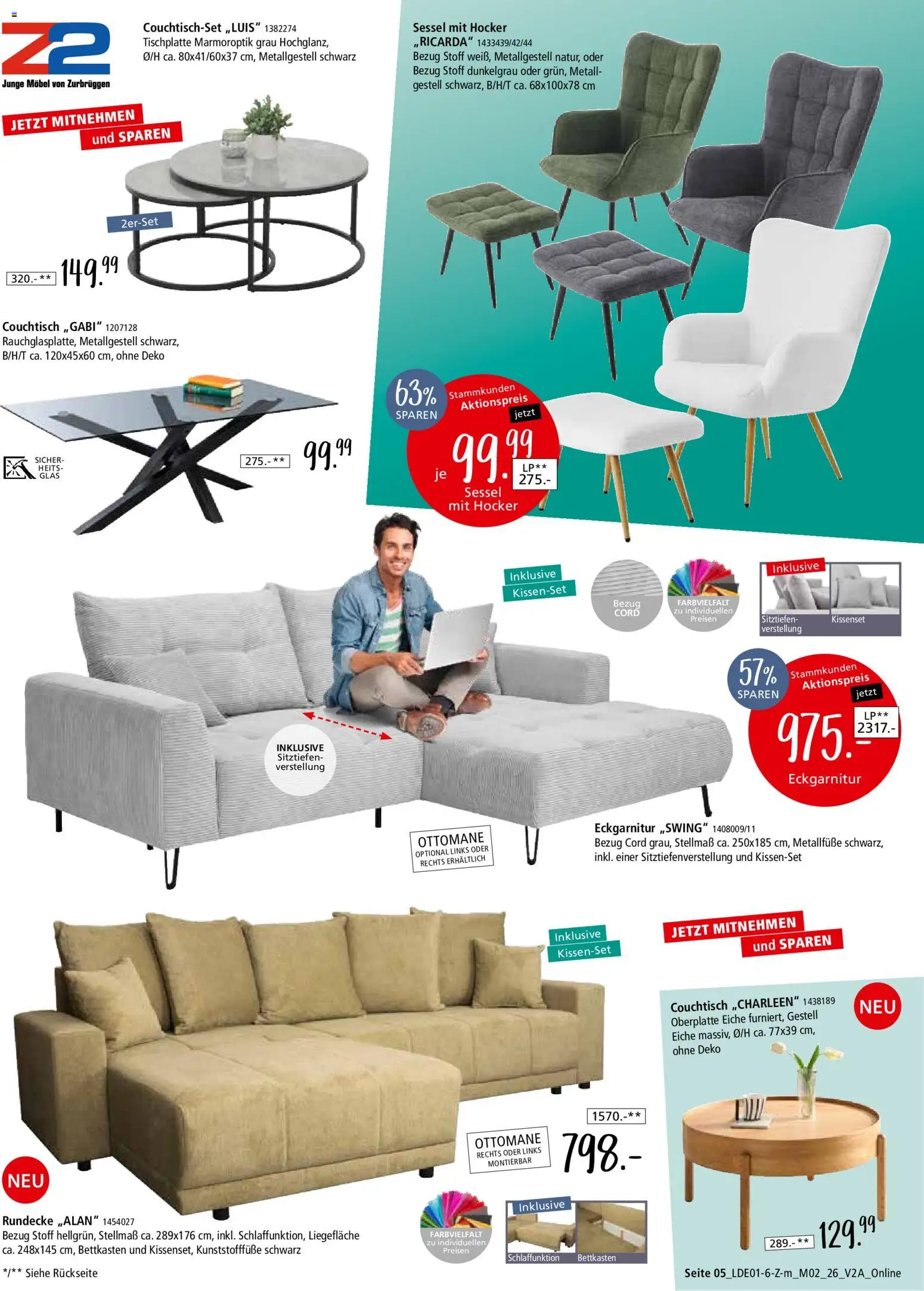 Zurbrüggen Z2 unschlagbar günstig – gültig ab 27.01.2026 | Seite: 7 | Produkte: Hocker, Sessel, Couchtisch