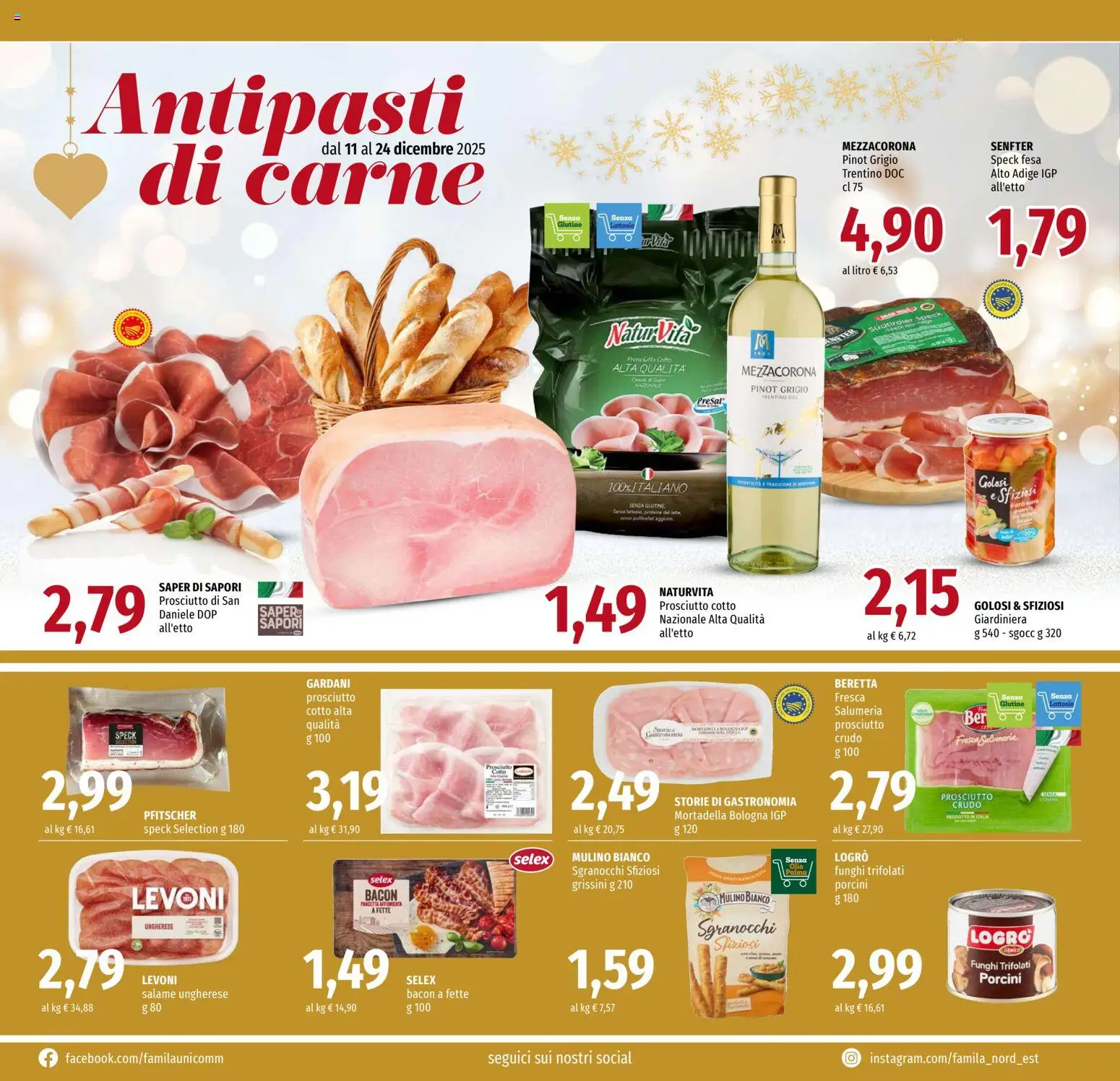 Volantino Famila del 11.12.2025 | Pagina: 6 | Prodotti: Salame, Olio, Prosciutto, Grissini