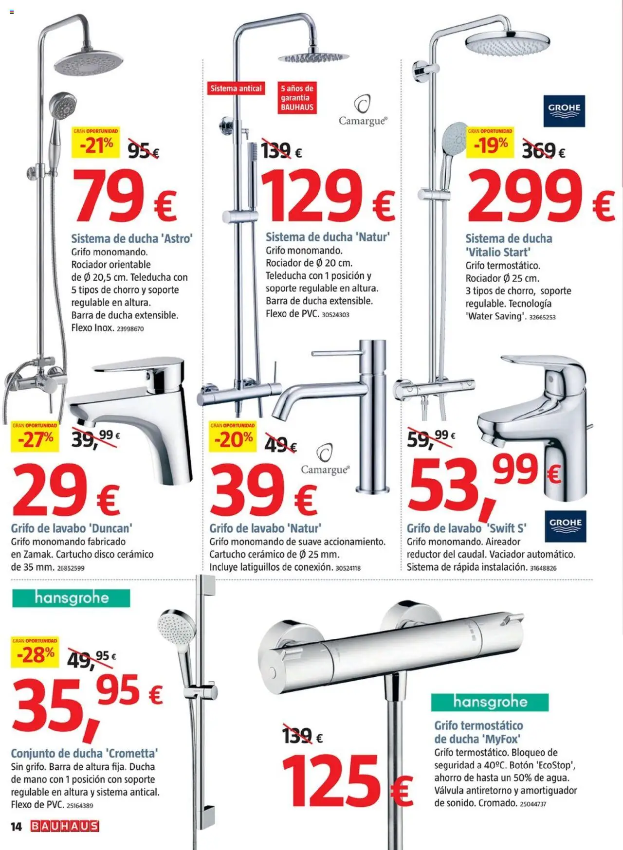 Bauhaus folleto │ válido desde el 25.09.2025 | Página: 14 | Productos: Barra de ducha, Disco, Lavabo, Ducha
