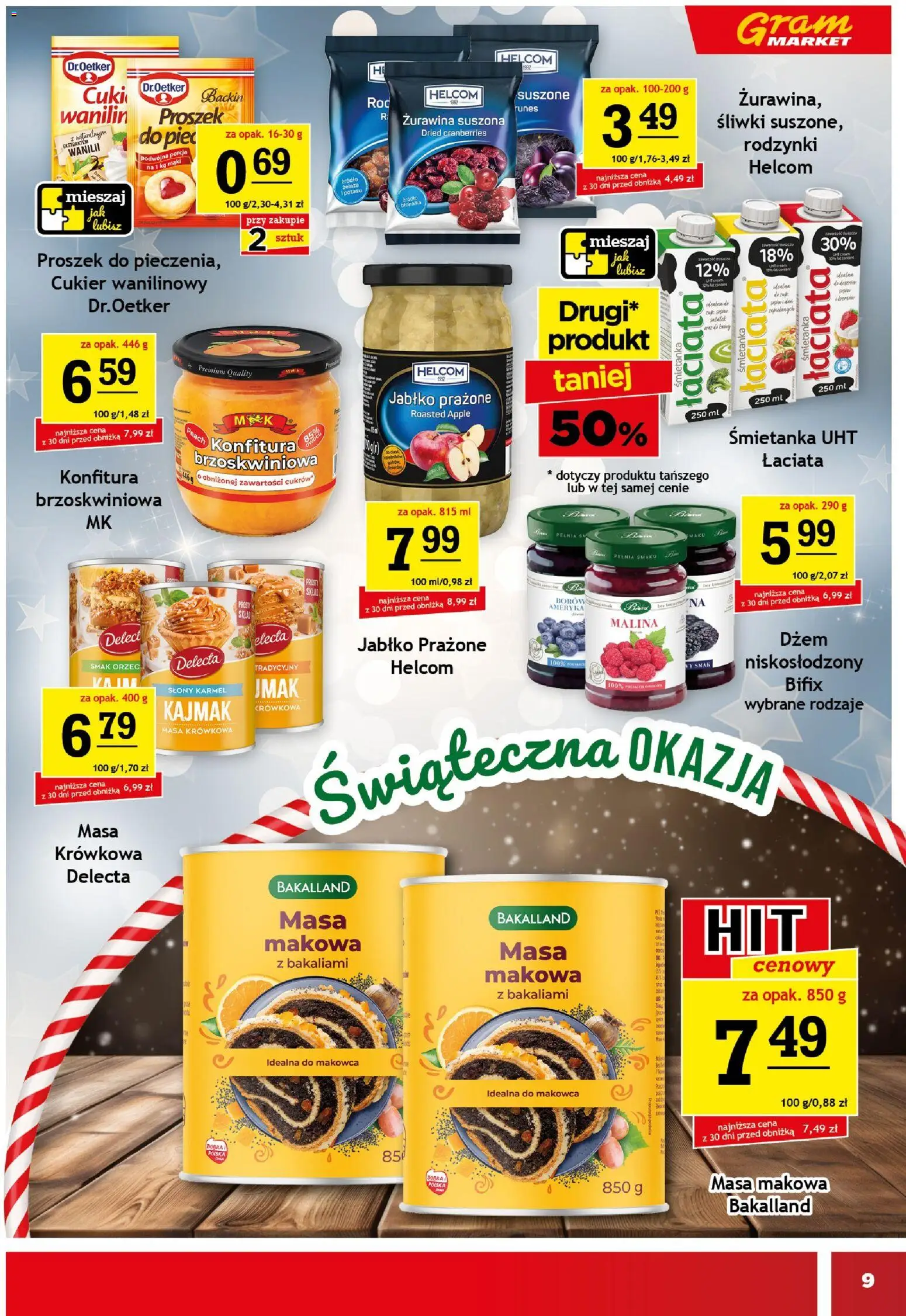 Gram Market Gazetka od 10.12.2025 | Strona: 9 | Produkty: Malina, Masa makowa, Śliwki, Cukier