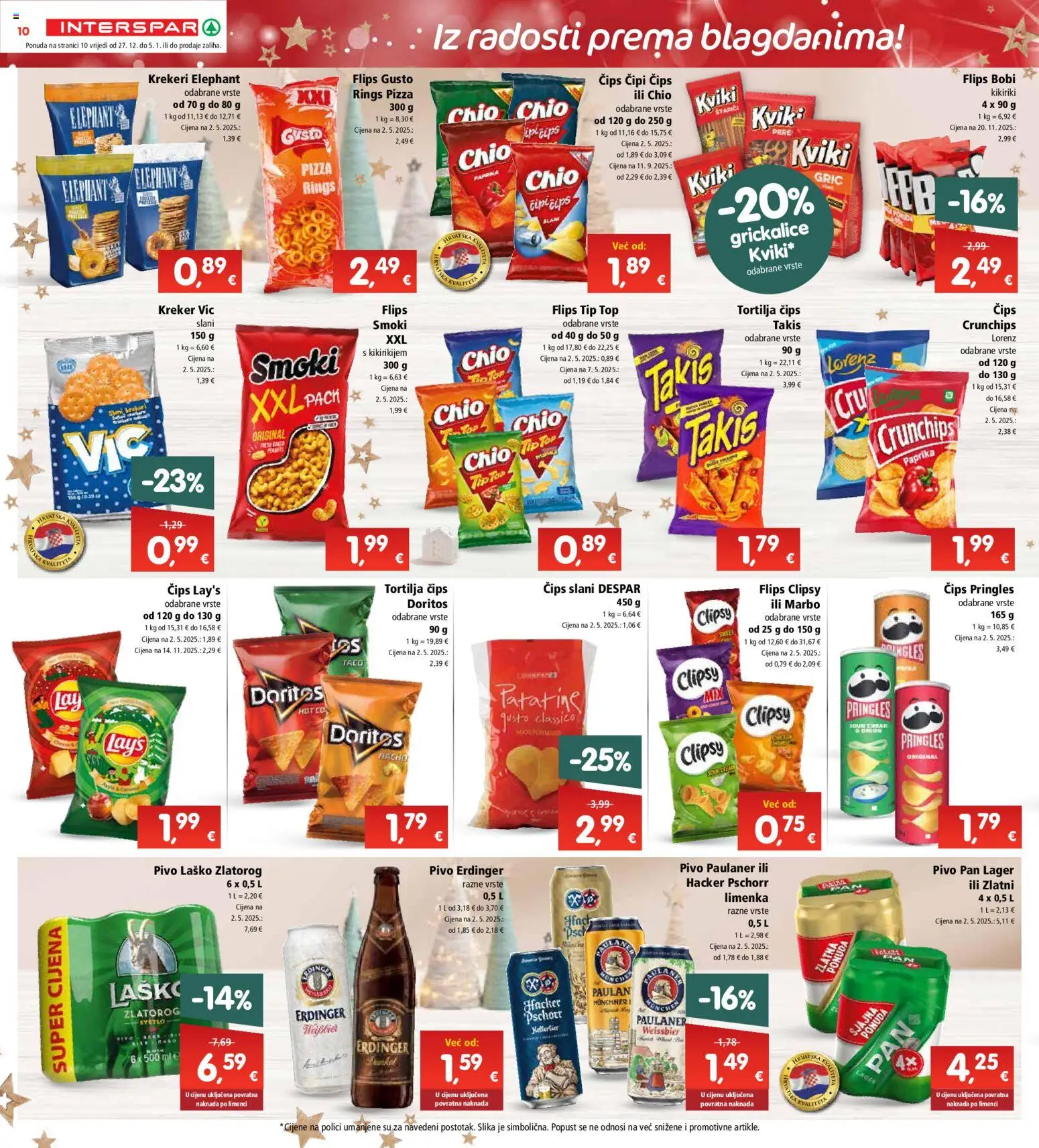 Interspar katalog | vrijedi od 27.12.2025 | Stranica: 10 | Proizvodi: Flips, Pivo, Pringles, Pan