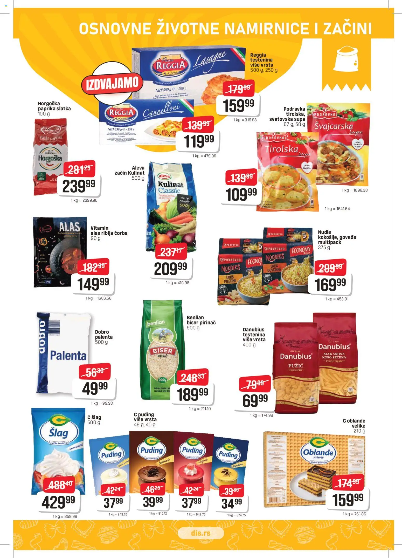 DIS katalog - važi od 26.03.2026 | Strana: 7 | Proizvode: Šlag, Puding, Paprika, Nudle