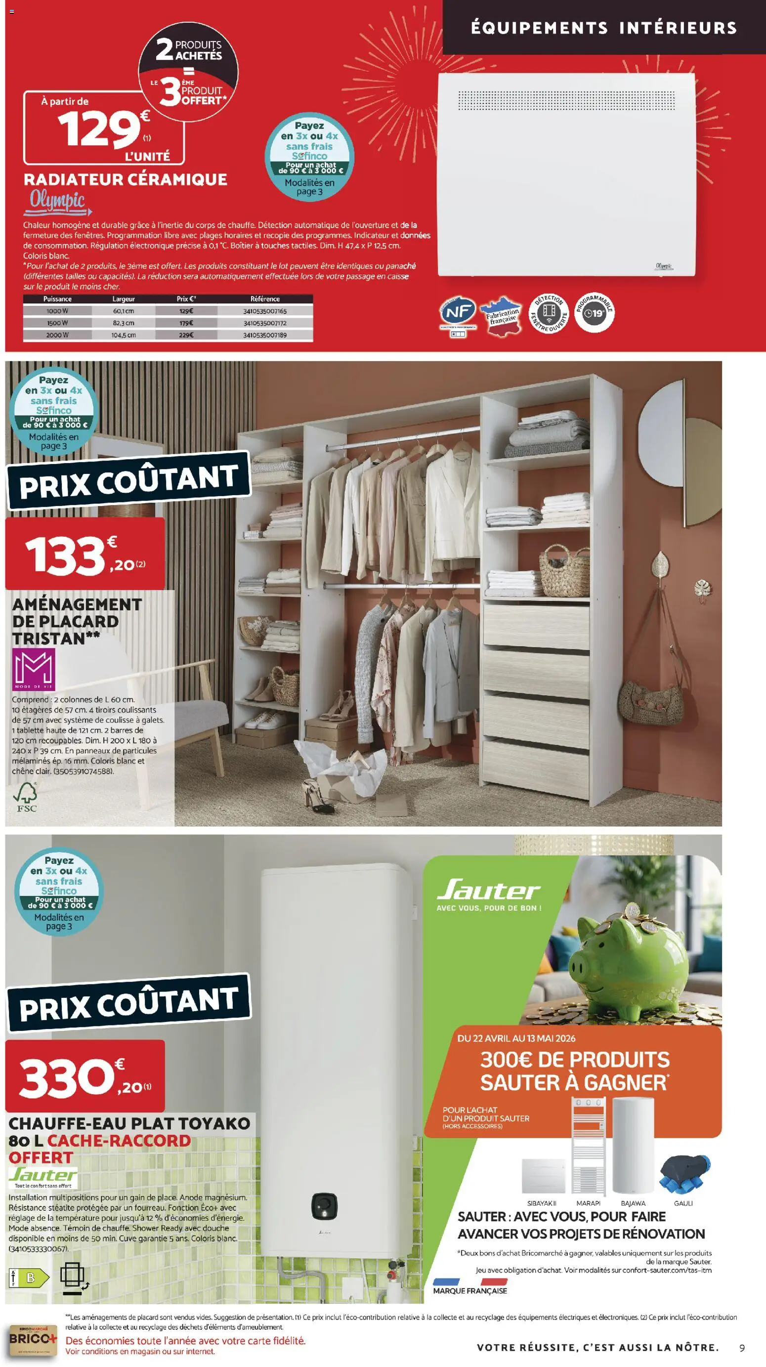 {H1} | Page: 9 | Produits: Tablette, Tiroirs, Radiateur, Douche