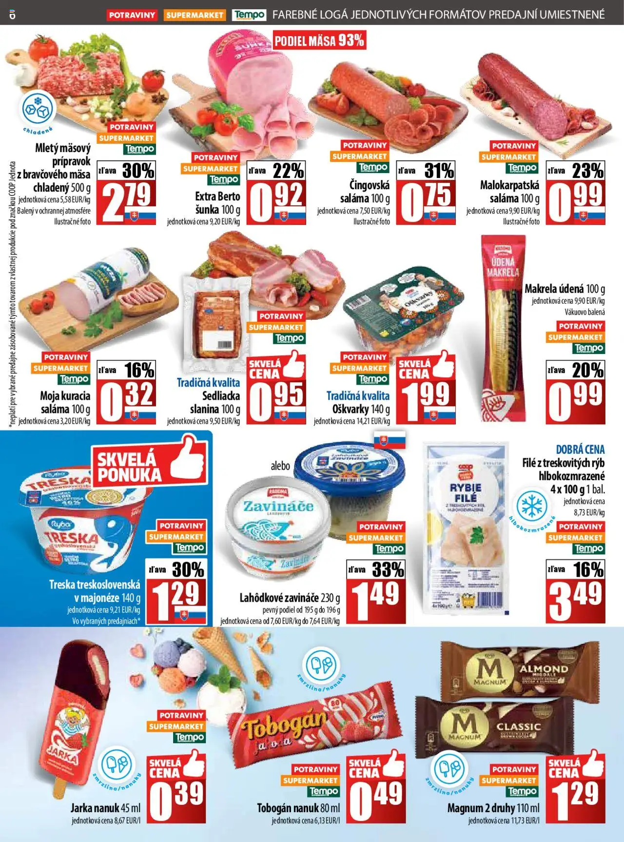 COOP Jednota leták │ platný od 21.08.2025 | Strana: 6 | Produkty: Saláma, Šunka, Nanuk, Zmrzlina