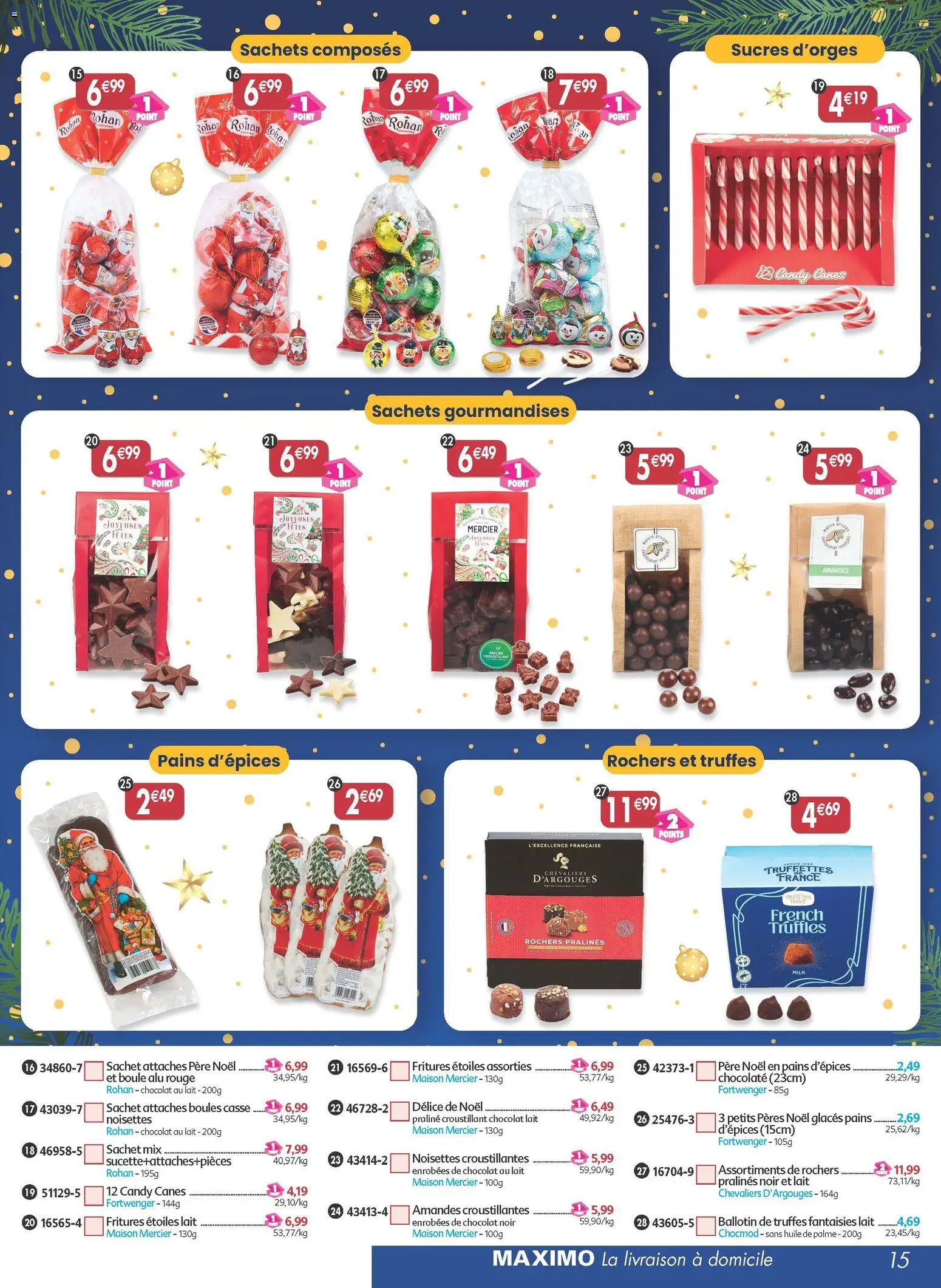 {H1} | Page: 15 | Produits: Lait, Huile, Chocolat, Amandes