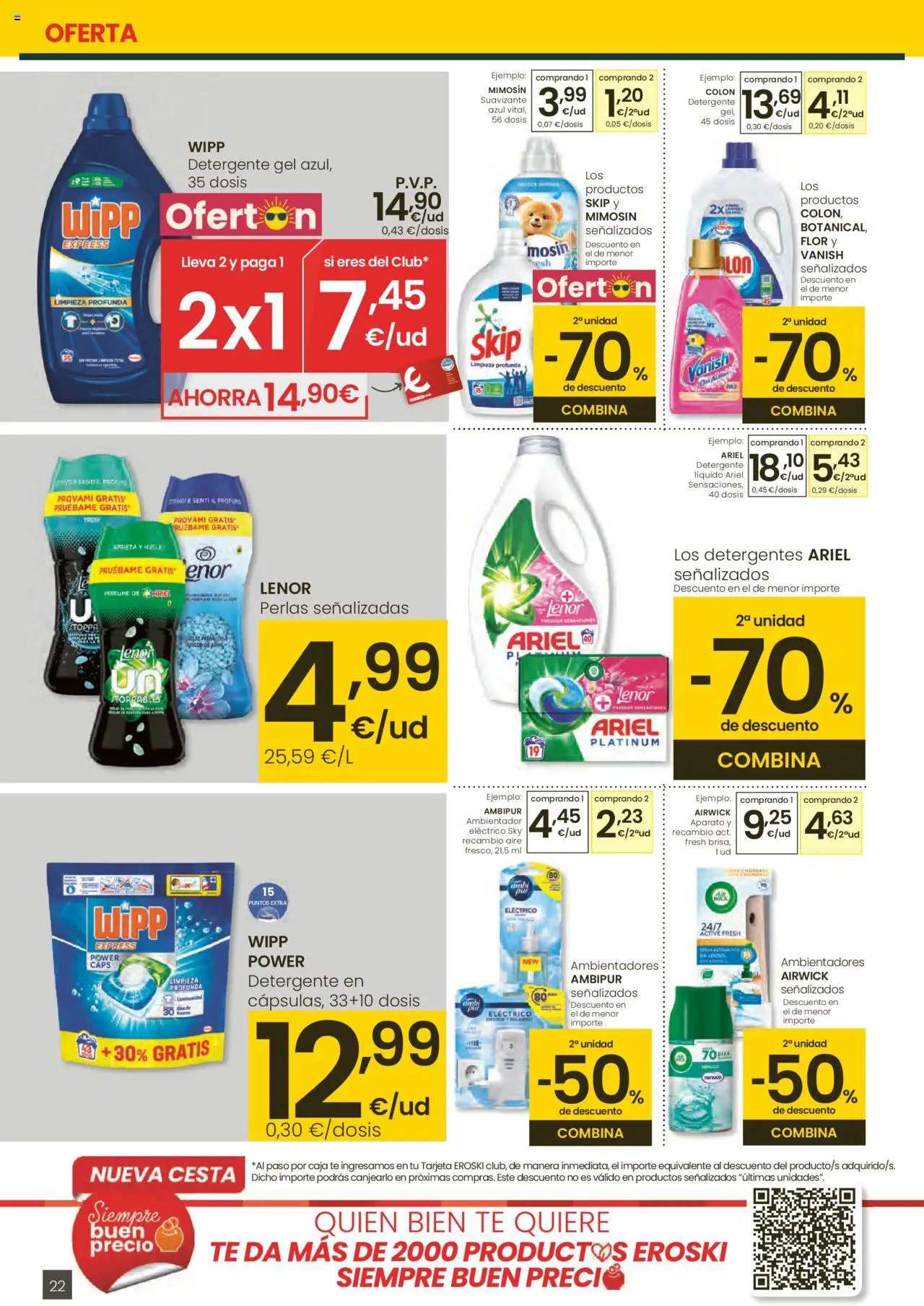 Eroski - Para conquistarte Mercat │ válido desde el 12.06.2025 | Página: 22 | Productos: Detergente, Té, Caja, Cesta