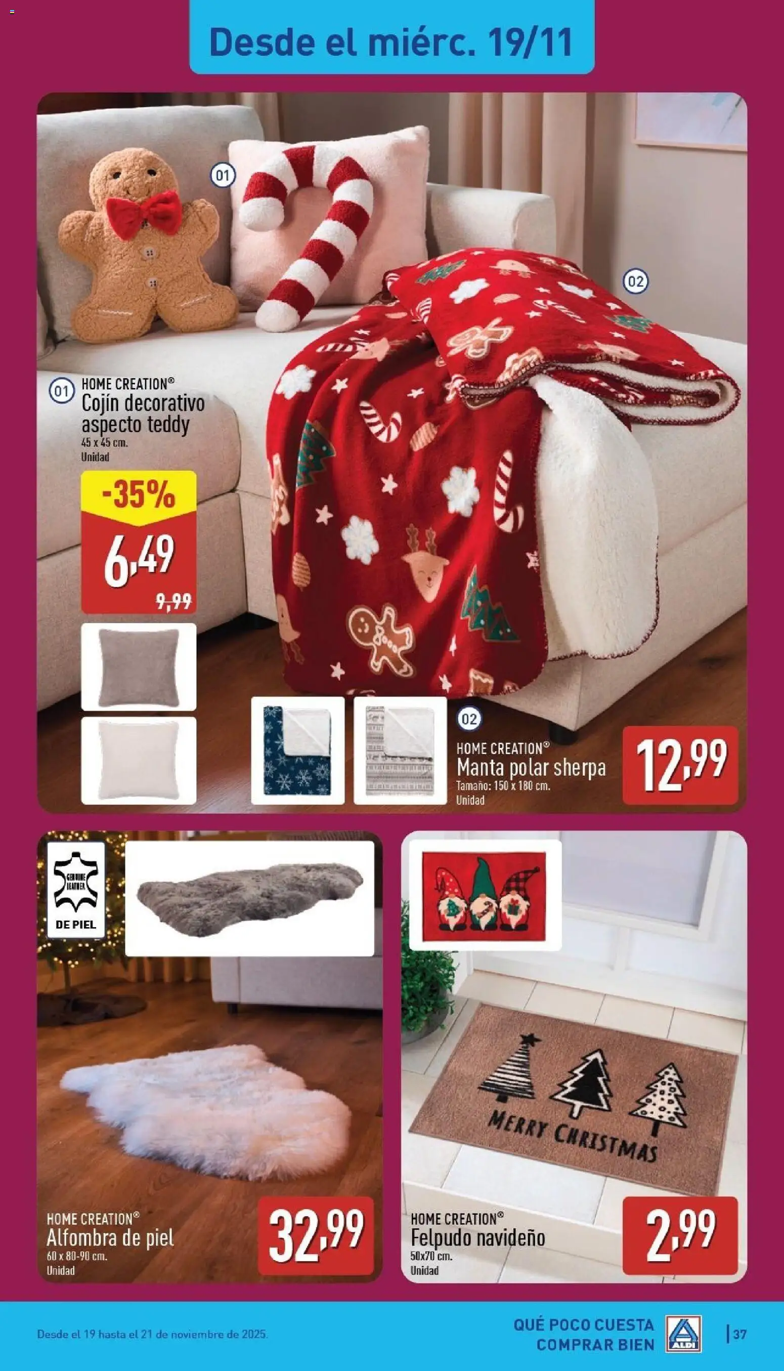Aldi folleto Baleares │ válido desde el 17.11.2025 | Página: 37 | Productos: Manta, Cojín, Alfombra, Felpudo