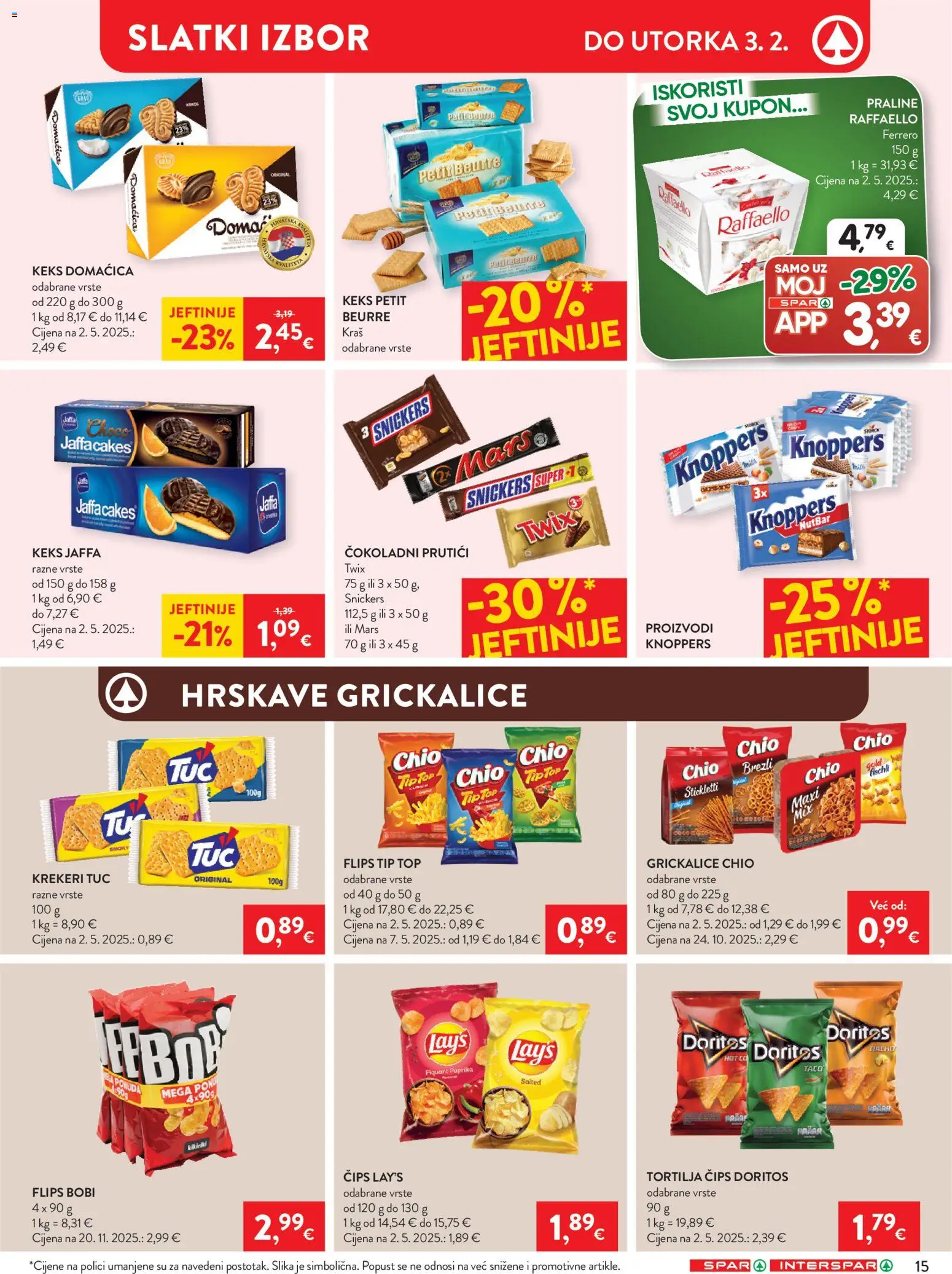 Spar katalog | vrijedi od 28.01.2026 | Stranica: 19 | Proizvodi: Flips, Snickers, Čips, Keks