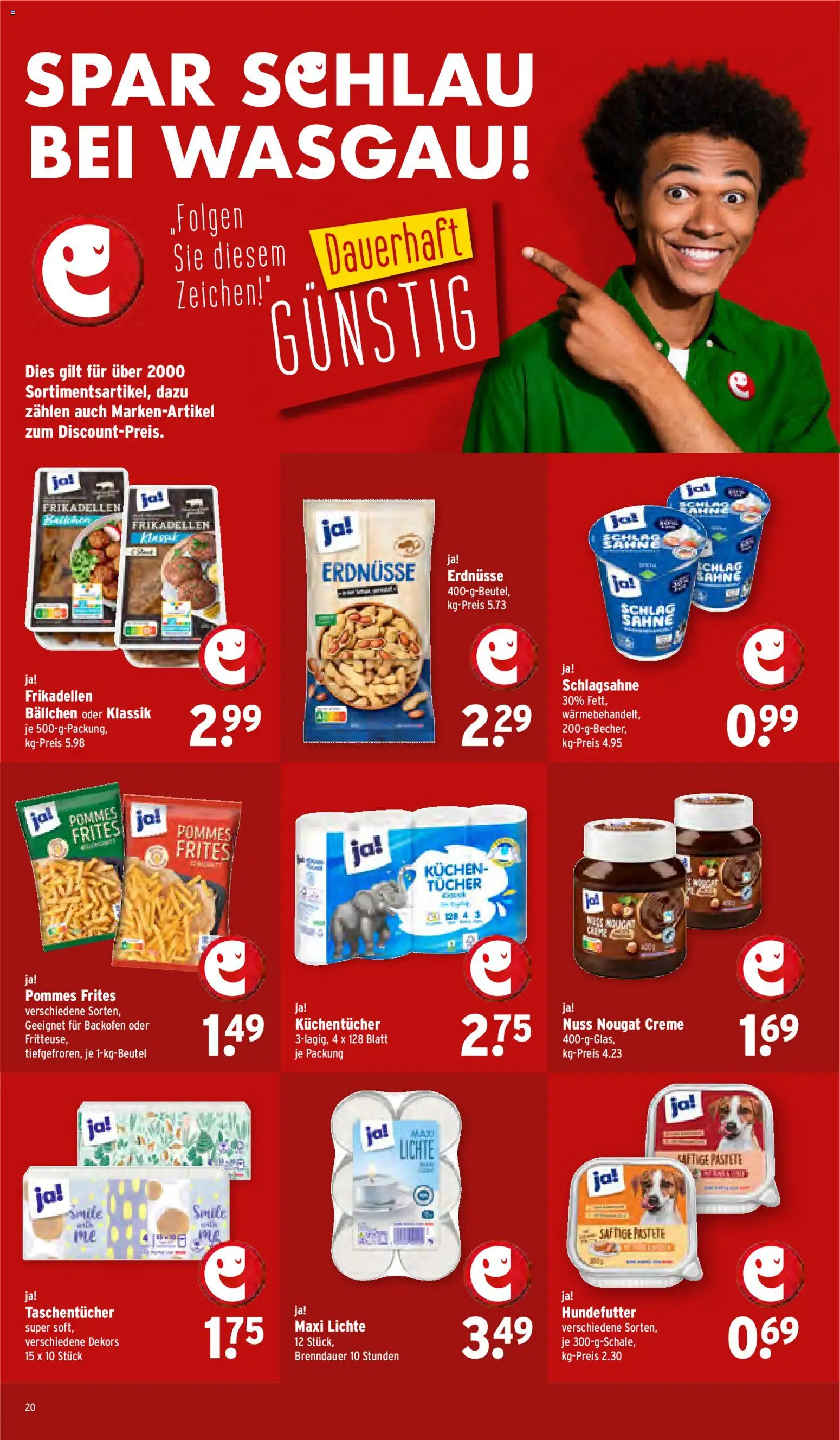 Wasgau Prospekt 	 – gültig ab 05.01.2026 | Seite: 20 | Produkte: Schlagsahne, Pommes frites, Backofen, Kuchen