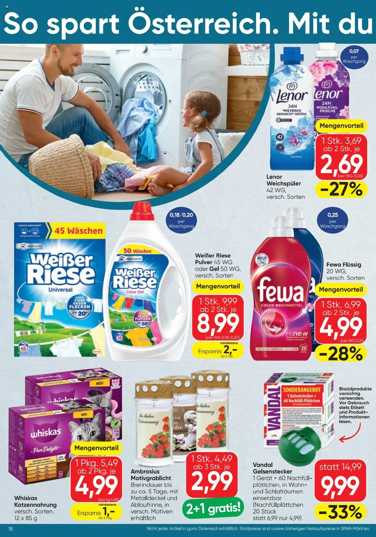 Spar Flugblatt gültig ab 31.07.2025 | Seite: 18 | Produkte: Weichspüler, Waschmittel