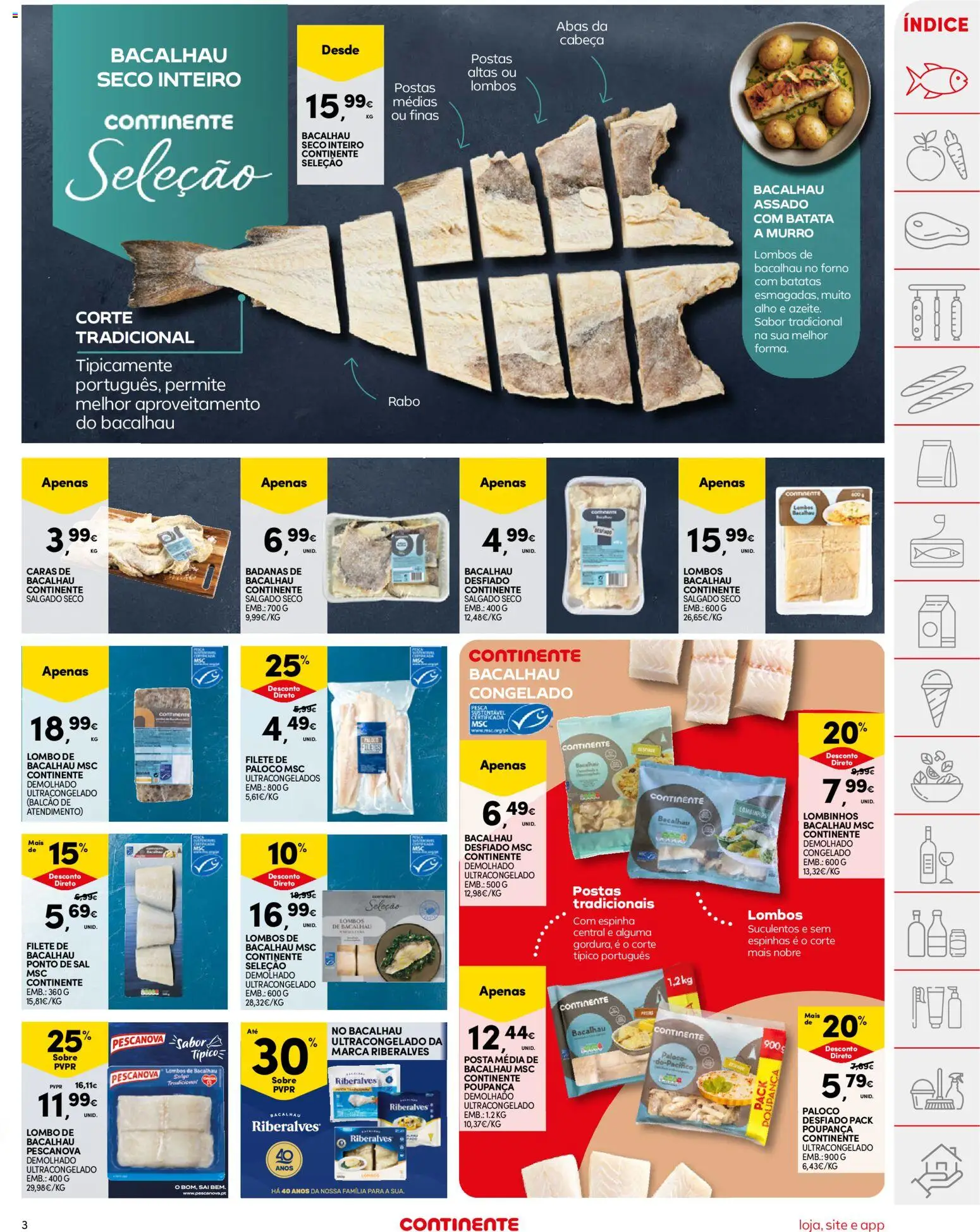 Continente folheto │ válido de 04.11.2025 | Página: 3 | Produtos: Forno, Bacalhau, Sal, Lombo