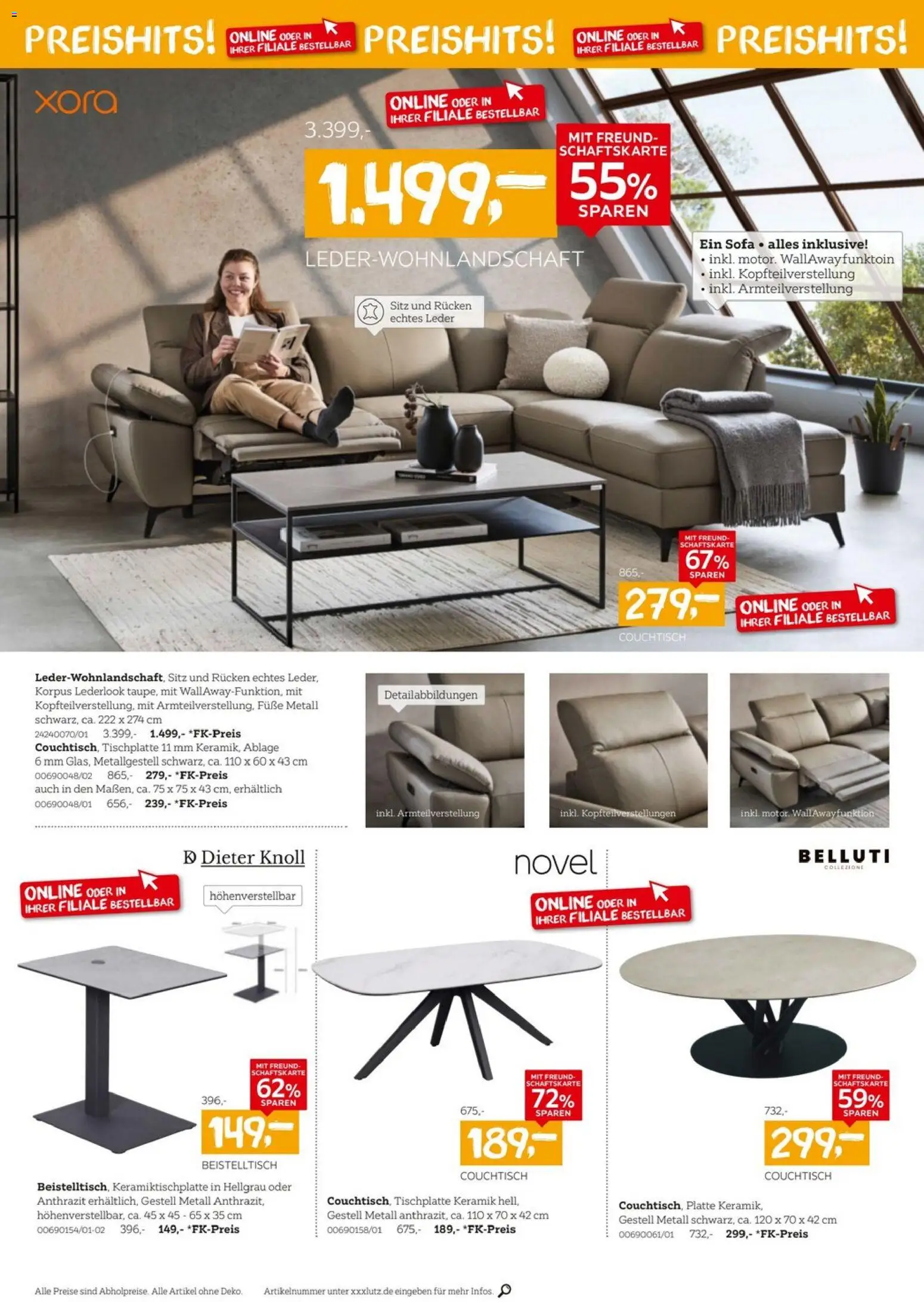 XXXLutz Wohnen Preishits – gültig ab 04.04.2026 | Seite: 10 | Produkte: Beistelltisch, Sofa, Couchtisch