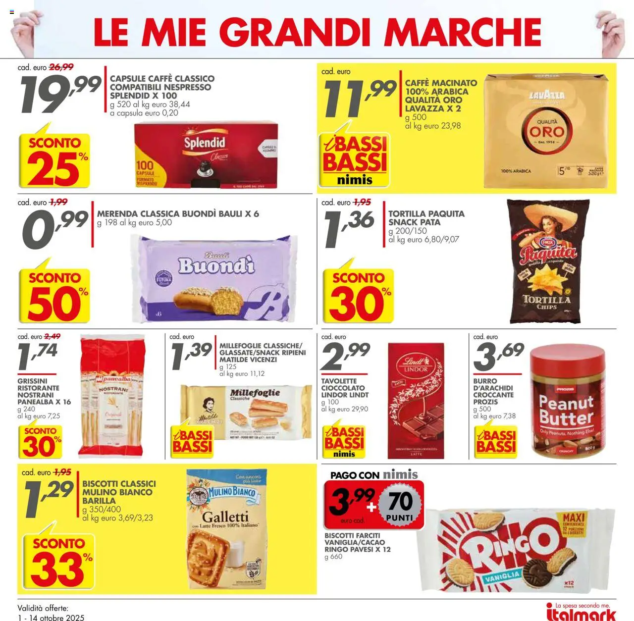 Volantino Italmark del 01.10.2025 | Pagina: 3 | Prodotti: Latte, Grissini, Lavazza, Macinato