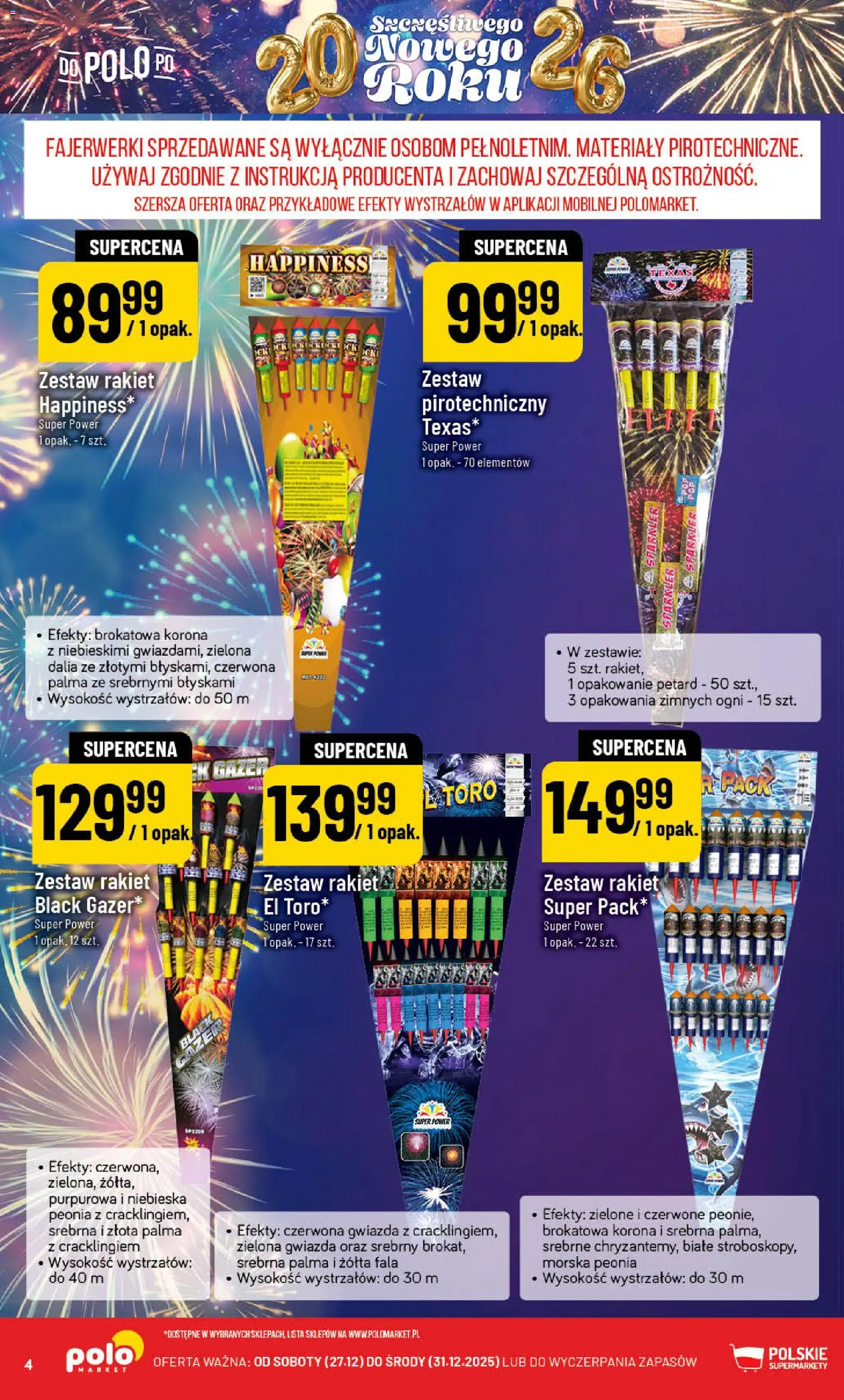 POLOmarket Gazetka od 27.12.2025 | Strona: 4 | Produkty: Fajerwerki