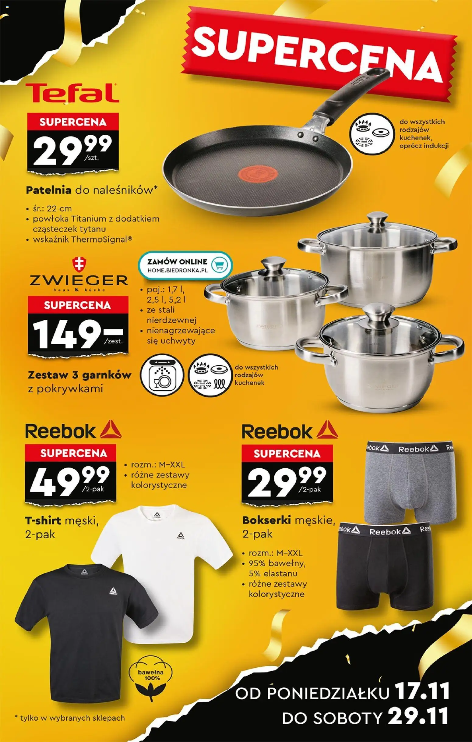 Biedronka Black Friday od 15.11.2025 | Strona: 7 | Produkty: Bokserki, Patelnia, Tefal