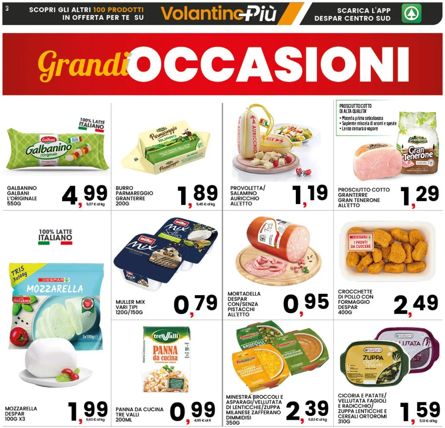 Volantino Interspar del 16.03.2026 | Pagina: 3 | Prodotti: Pollo, Latte, Formaggio, Crocchette