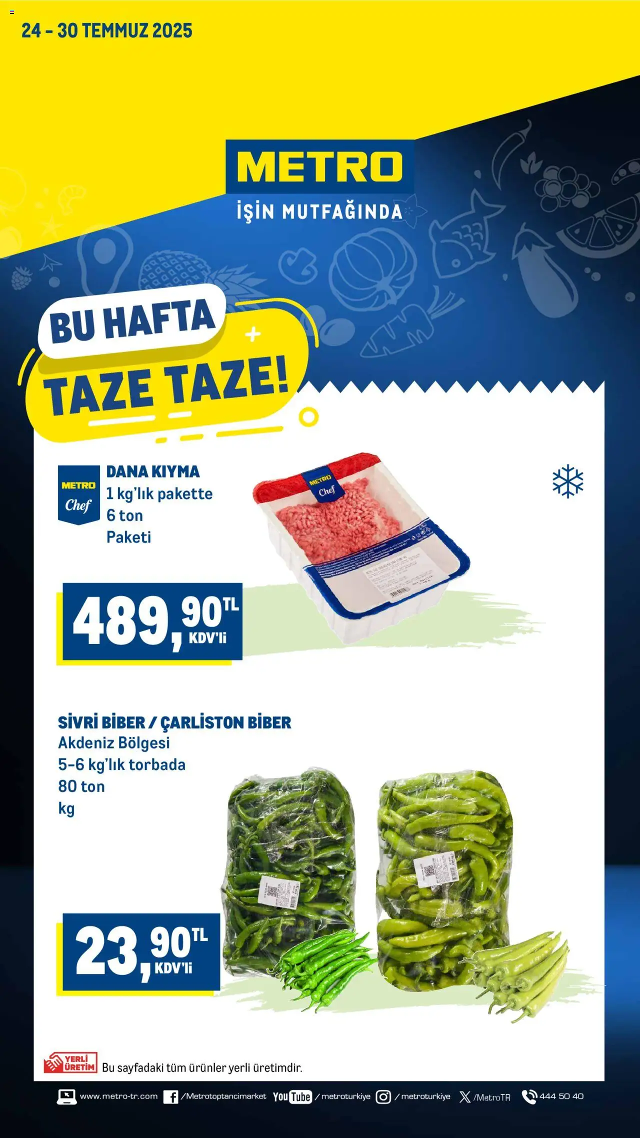 Metro Taze Ürünler - 24.07.2025 tarihinden itibaren geçerlidir | Sayfa: 1 | Ürünler: Biber, Kıyma