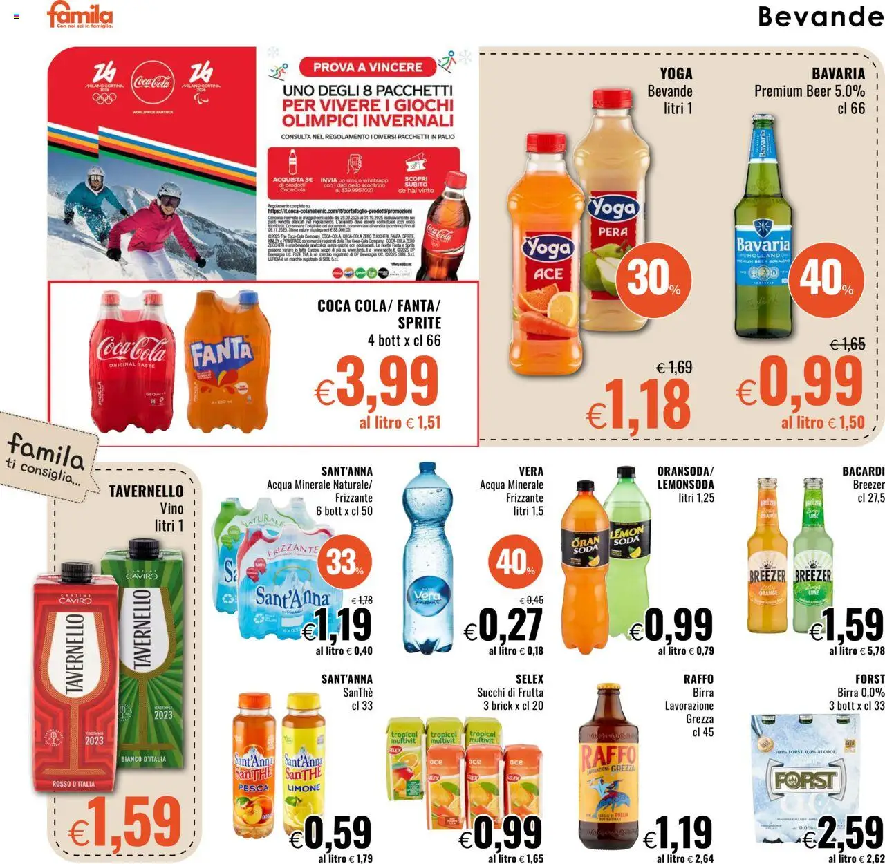 Volantino Famila del 16.10.2025 | Pagina: 16 | Prodotti: Pesca, Pera, Fanta, Coca Cola