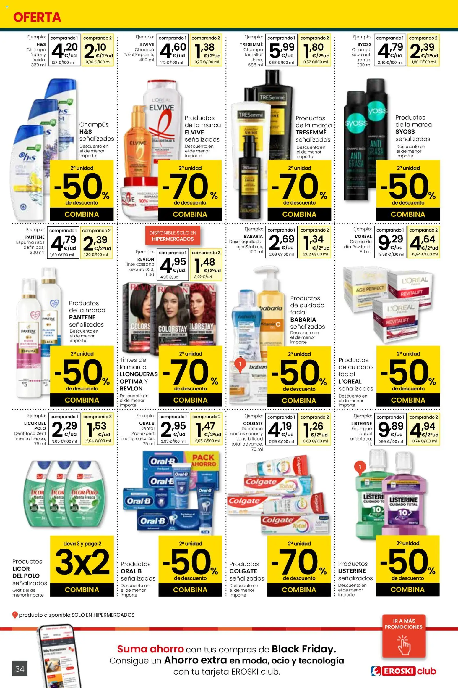 Eroski folleto │ válido desde el 13.11.2025 | Página: 34 | Productos: Tinte, Champú, Desmaquillador, Licor