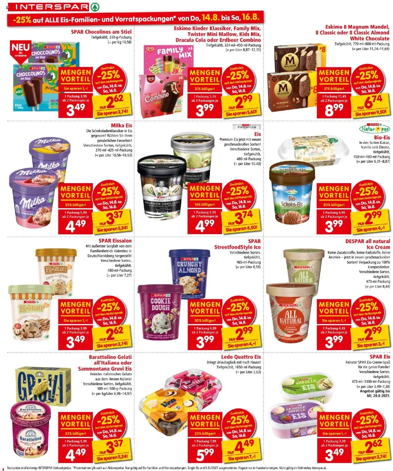 Interspar Flugblatt gültig ab 14.08.2025 | Seite: 4 | Produkte: Eis, Bourbon