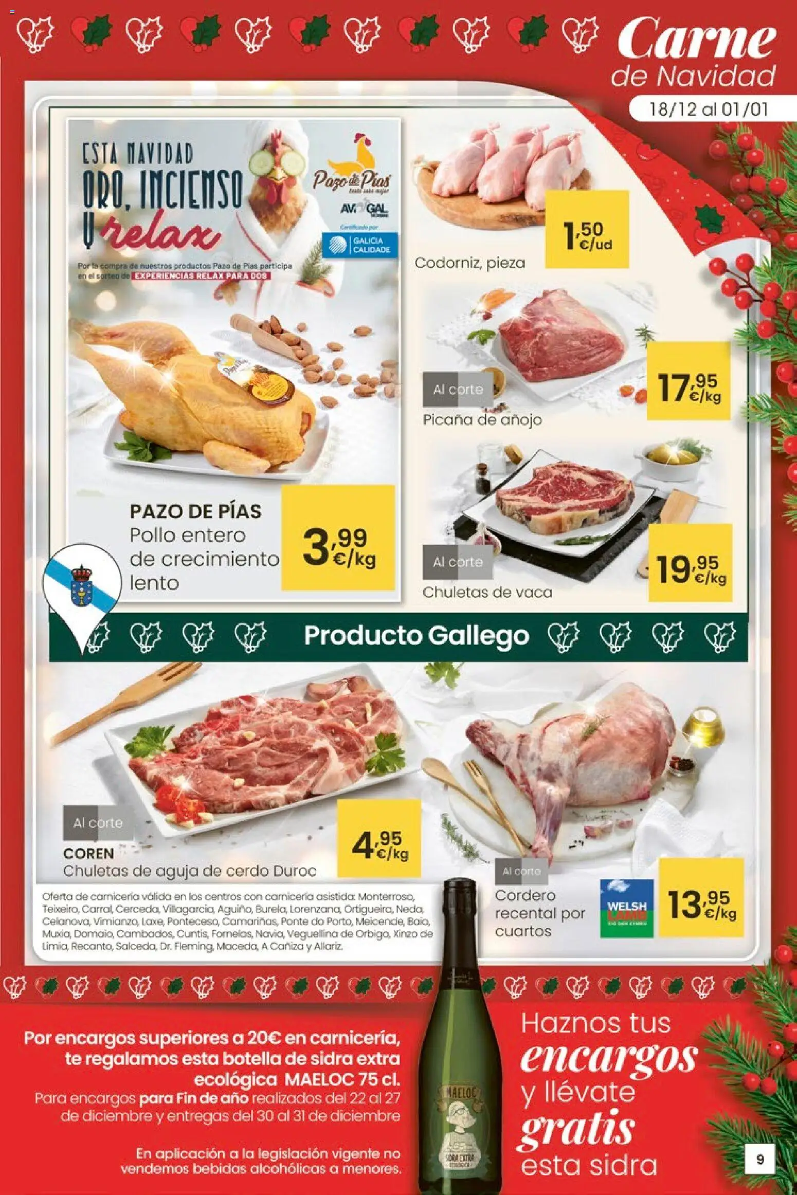 Eroski - Navidad  │ válido desde el 18.12.2025 | Página: 9 | Productos: Cerdo, Té, Φίλτρο καφέ