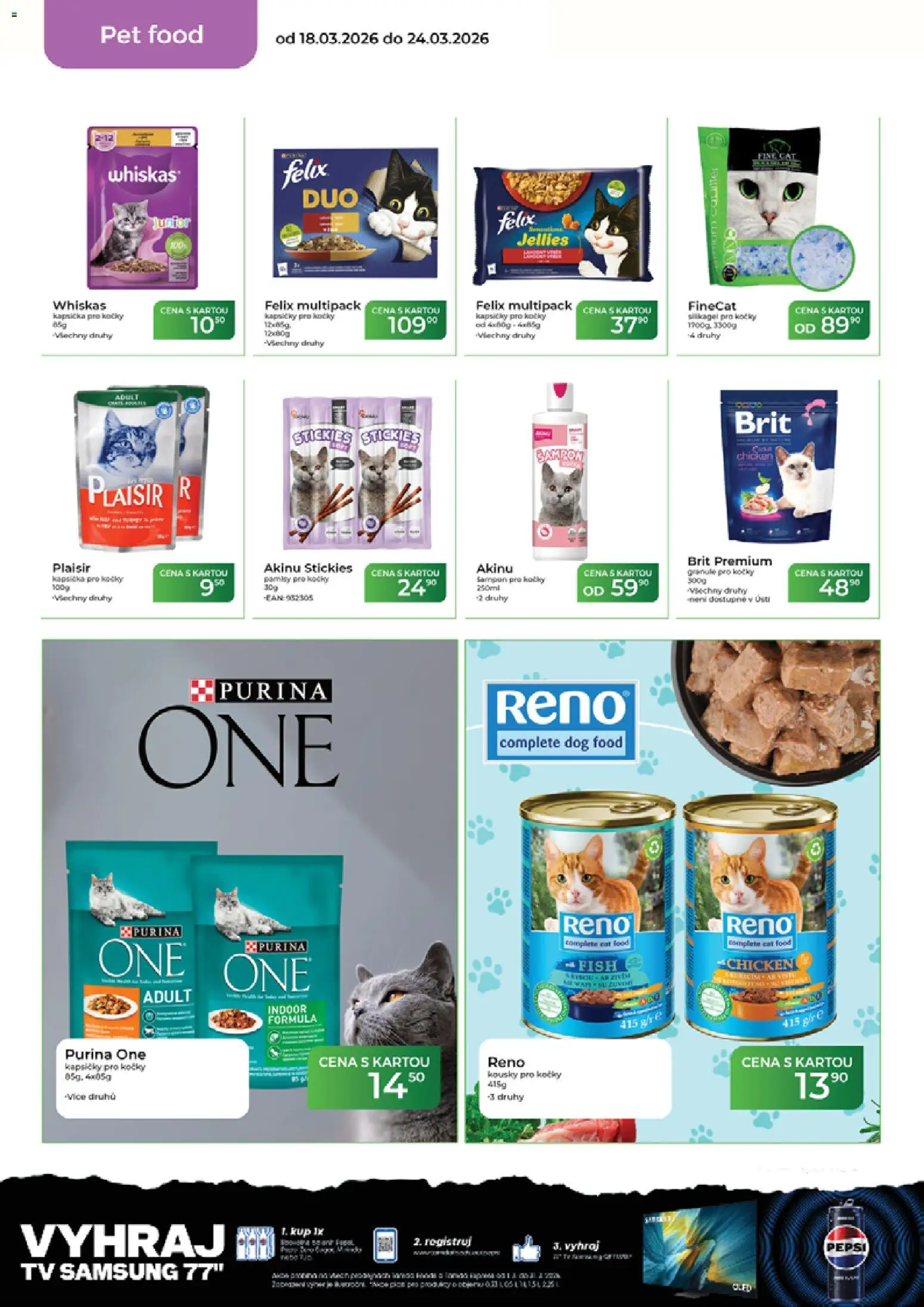 Tamda Foods leták od 18.03.2026 | Strana: 50 | Produkty: Samsung, Granule pro kočky, Purina one, Šampon