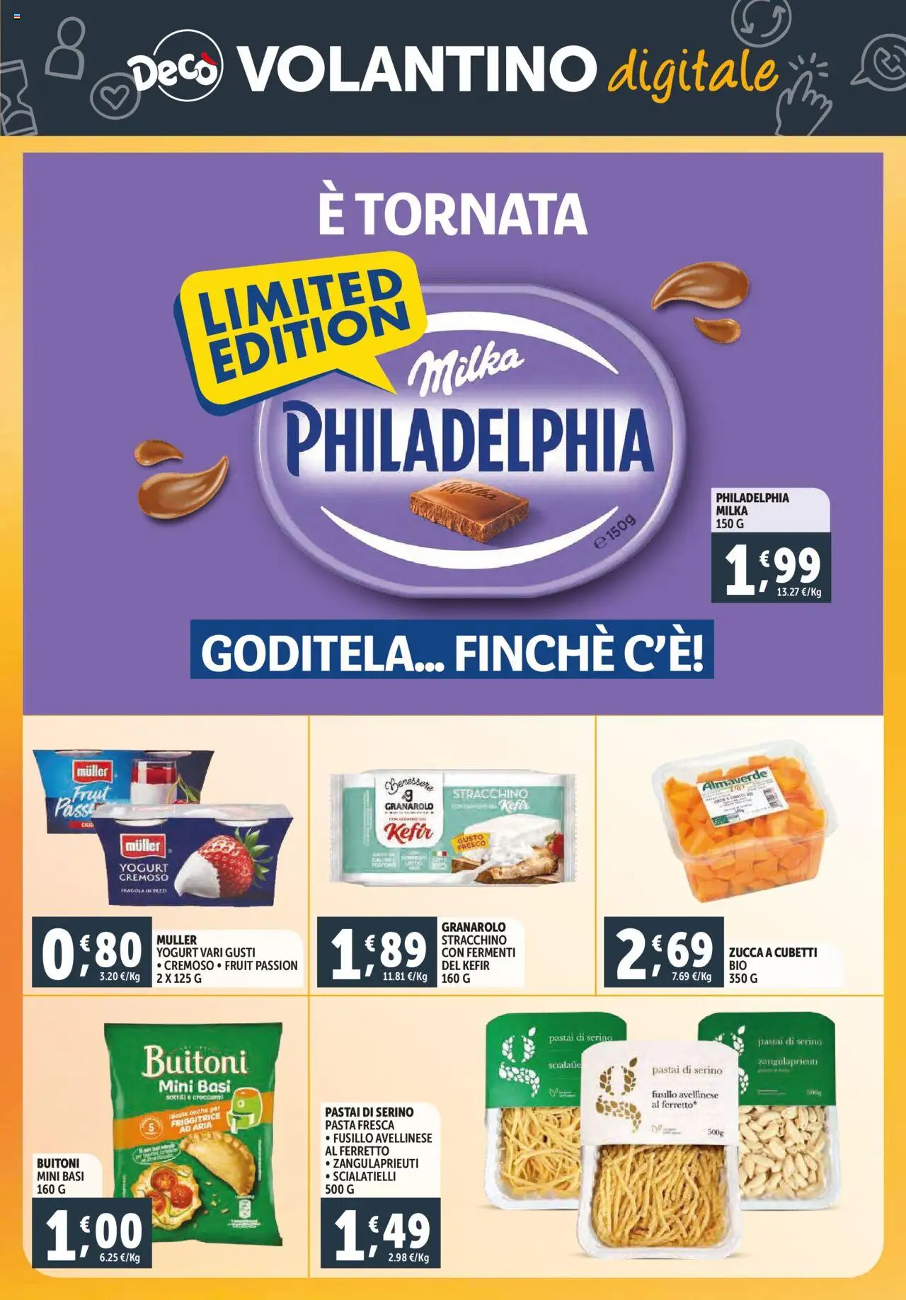 Volantino Decò del 16.10.2025 | Pagina: 22 | Prodotti: Yogurt, Pasta, Zucca, Stracchino