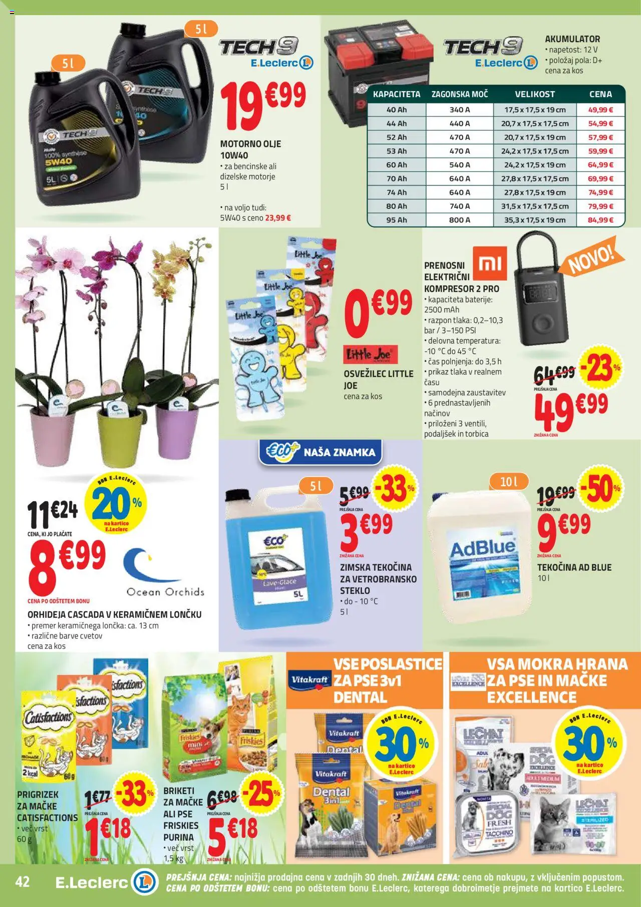 Novi E.leclerc katalog ponudbe – veljaven od 08.10.2025 | Stran: 42 | Izdelki: Baterije, Kos, Akumulator, Torbica