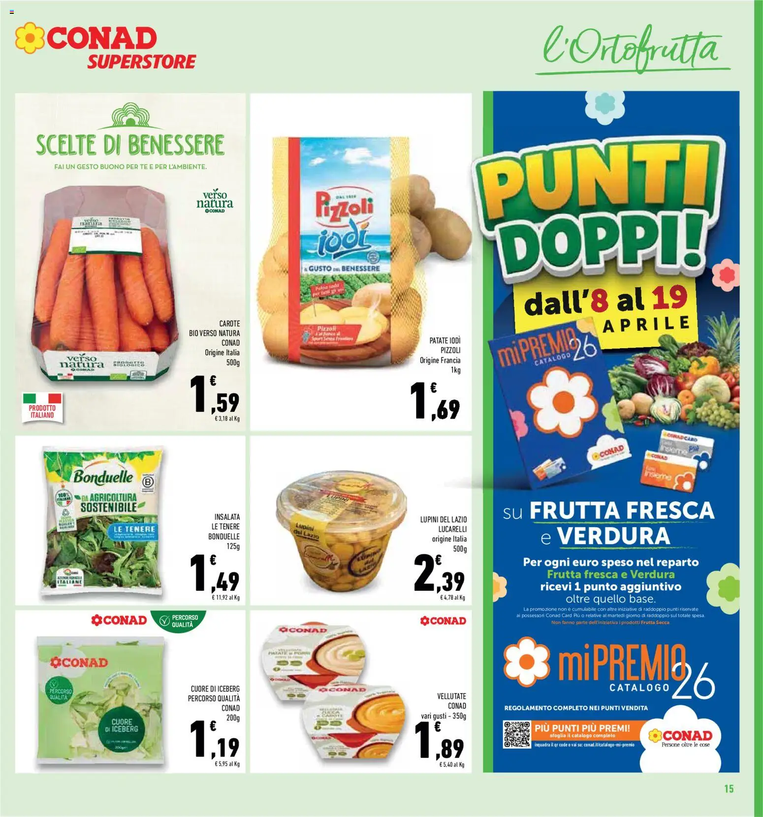 Volantino Conad del 08.04.2026 | Pagina: 15 | Prodotti: Lupini, Tè, Patate, Carote