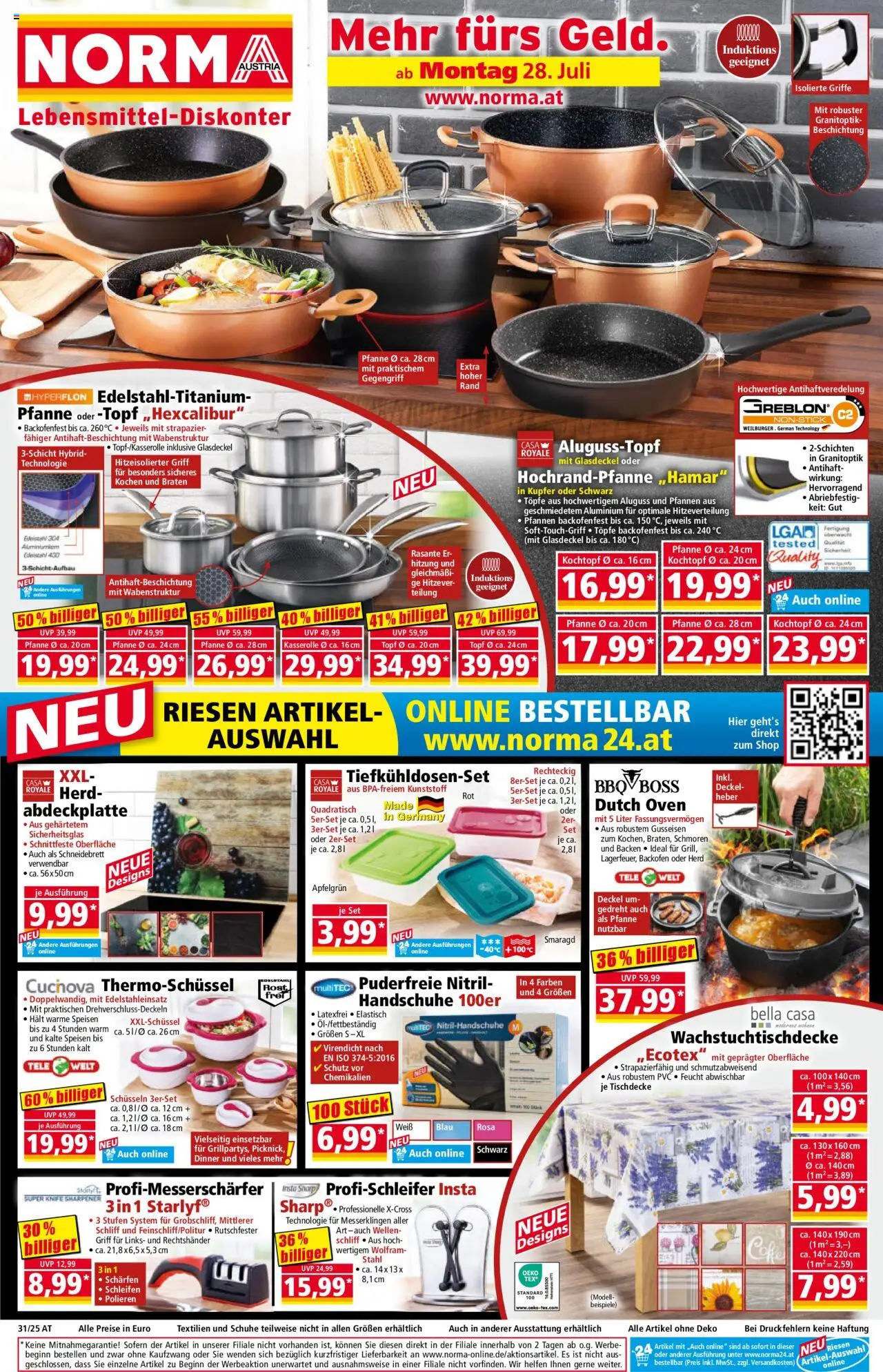 Norma Flugblatt gültig ab 28.07.2025 | Seite: 1 | Produkte: Handschuhe, Herd
