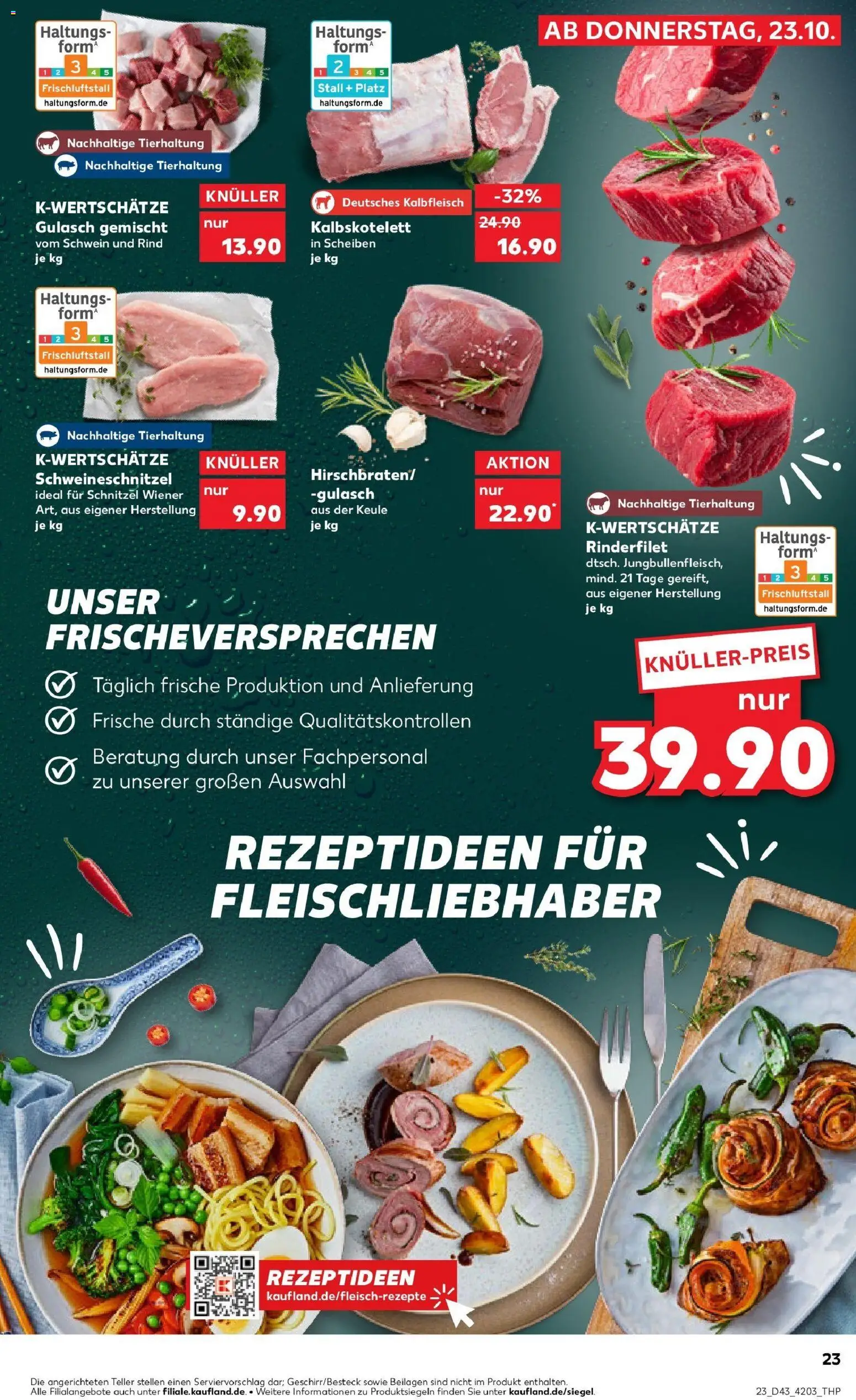 Kaufland prospekt Ettlingen	 – gültig ab 27.10.2025 | Seite: 23 | Produkte: Rinderfilet, Schnitzel, Gulasch
