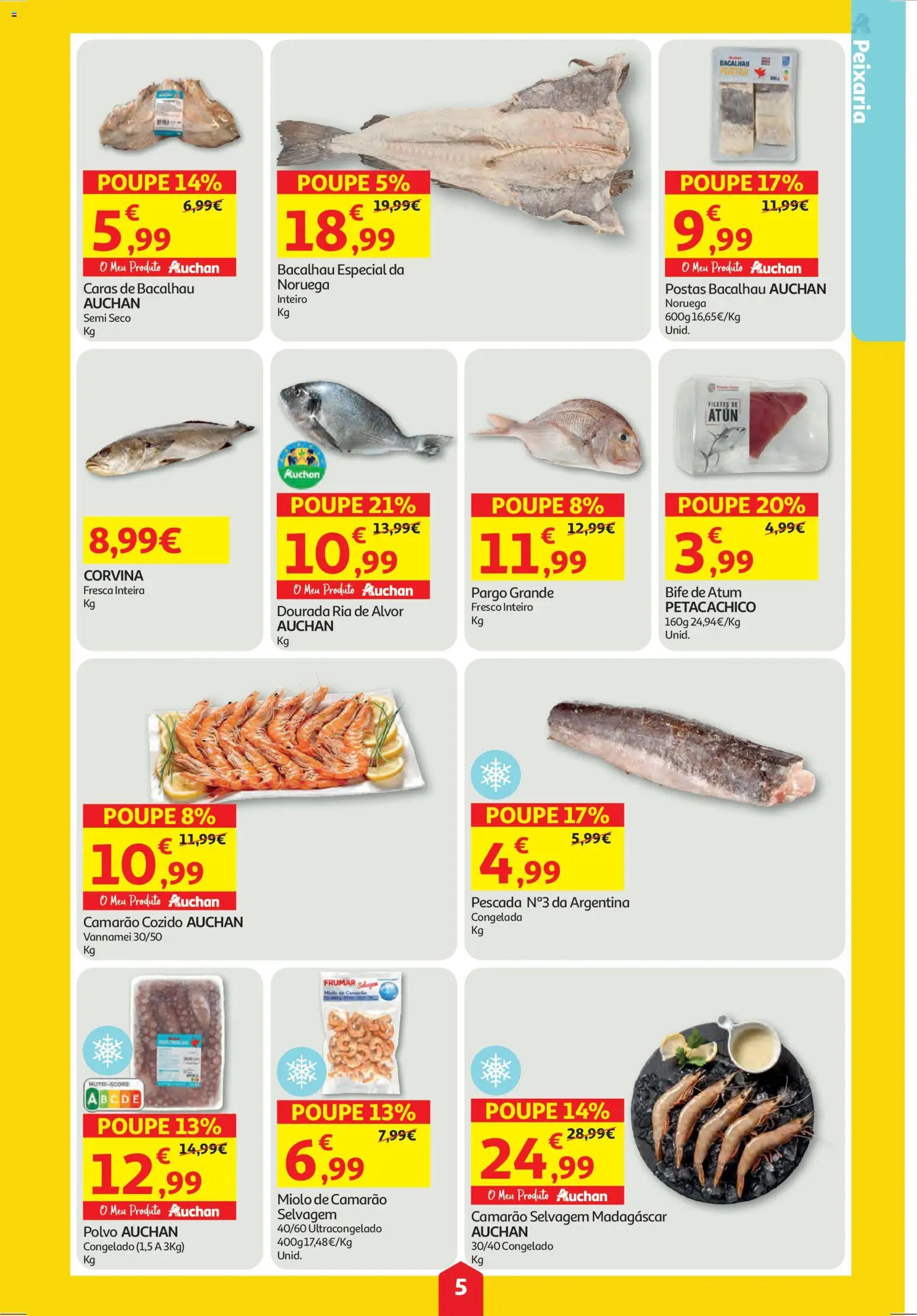 Auchan folheto │ válido de 04.12.2025 | Página: 5 | Produtos: Dourada, Atum, Polvo, Camarão