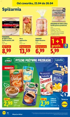 Pogląd oferty "LUBELLA Owsianka lub deser, Owsianka lub deser, 100 g, różne rodzaje" - ważna od 23.04.2026 | Strona: 78