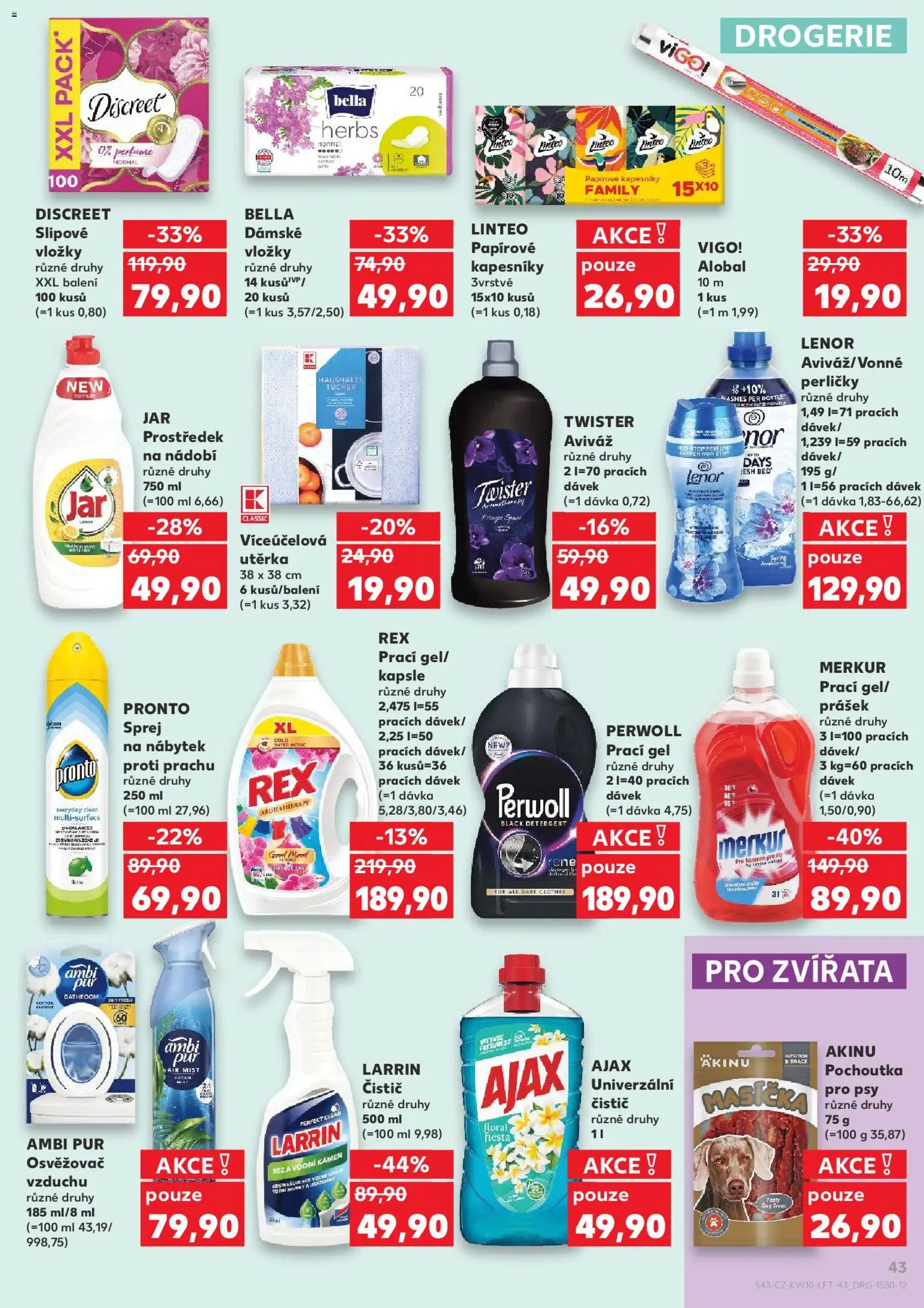 Kaufland leták od 04.03.2026 | Strana: 43 | Produkty: Vložky, Papírové kapesníky, Nábytek, Alobal