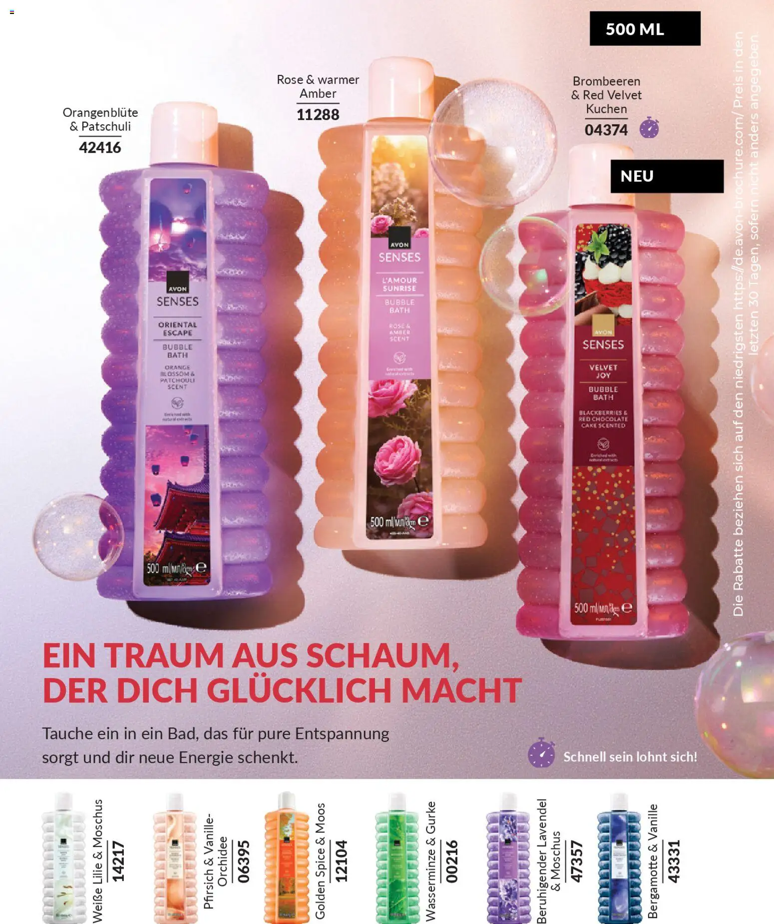 AVON Broschüre Bubble Bath Day – gültig ab 31.12.2025 | Seite: 2 | Produkte: Orchidee, Pfirsich, Kuchen, Lavendel