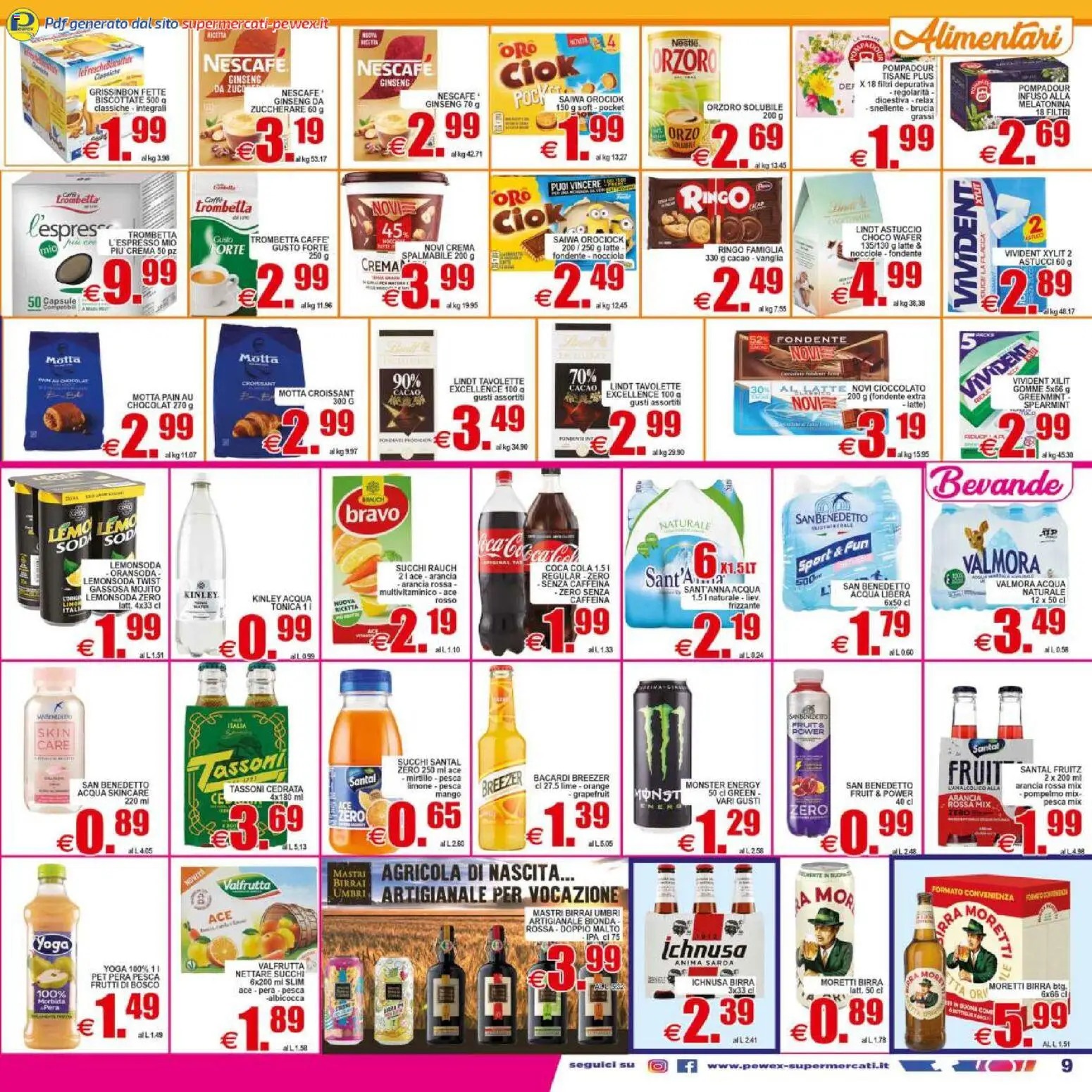 Volantino Pewex del 29.04.2026 | Pagina: 9 | Prodotti: Pompelmo, Latte, Astuccio, Coca Cola