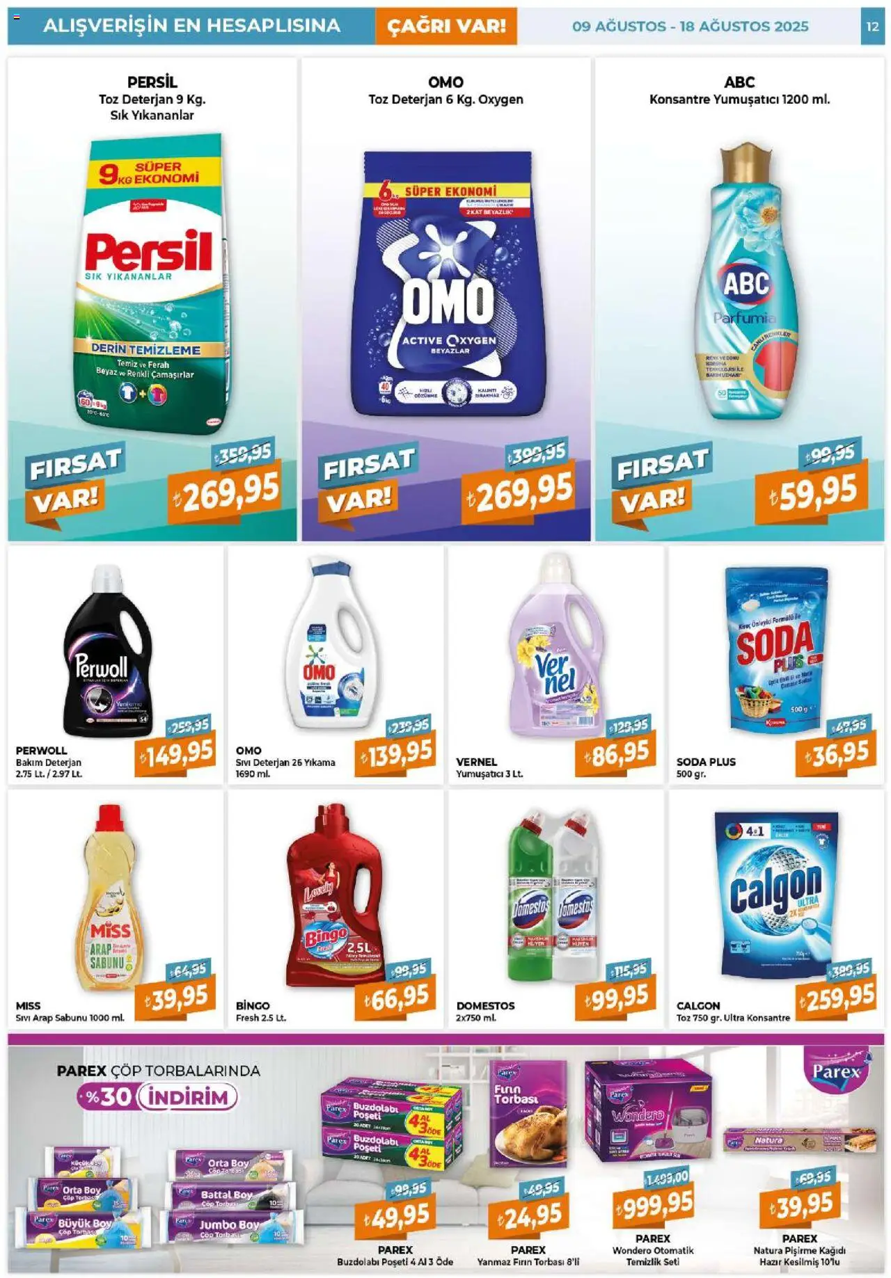 Çağrı Market Katalog - 09.08.2025 tarihinden itibaren geçerlidir | Sayfa: 12 | Ürünler: Arap sabunu, Çöp torbası, Yumuşatıcı, Soda