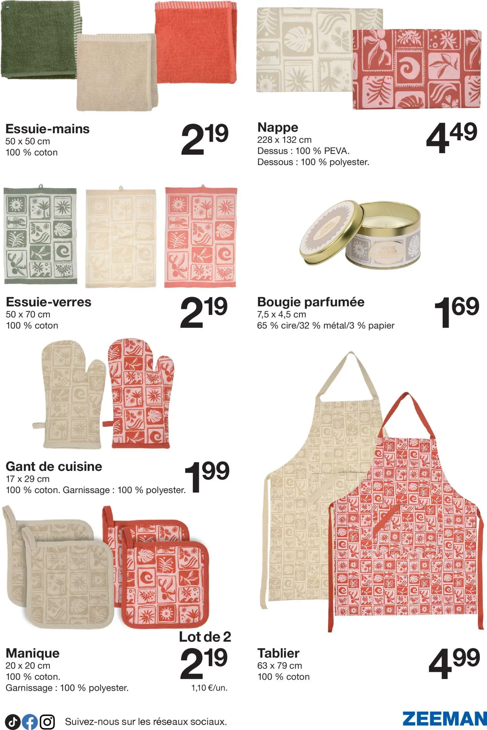 {H1} | Page: 3 | Produits: Gant de cuisine, Tablier, Coton, Nappe