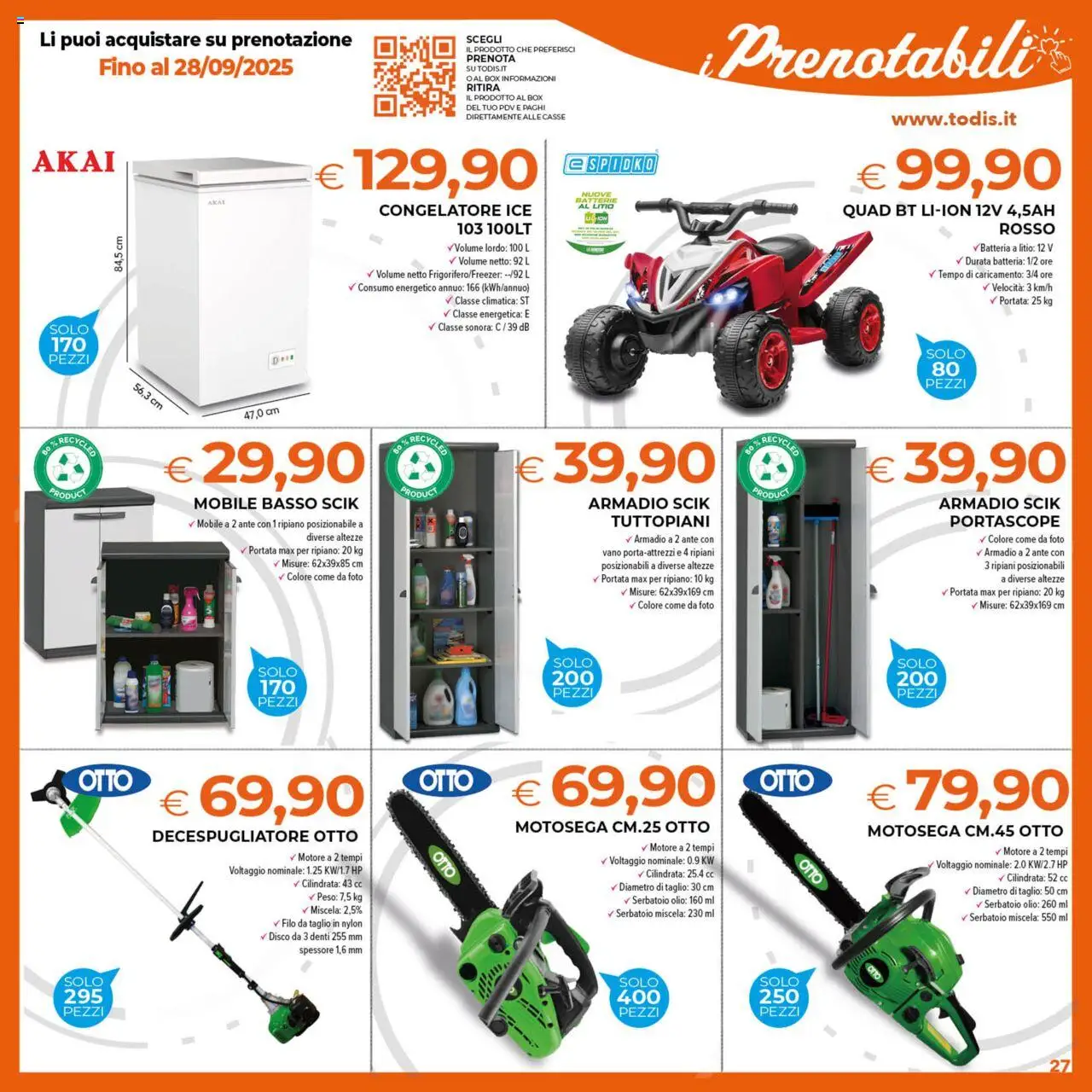 Volantino Todis del 18.09.2025 | Pagina: 27 | Prodotti: Olio, Motosega, Congelatore, Batterie
