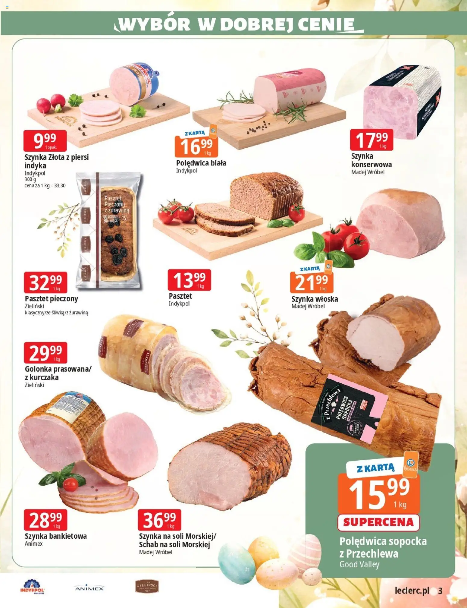 E.Leclerc gazetka - Zielona Góra Wielkanoc od 17.03.2026 | Strona: 3 | Produkty: Karta, Schab, Szynka, Żurawina