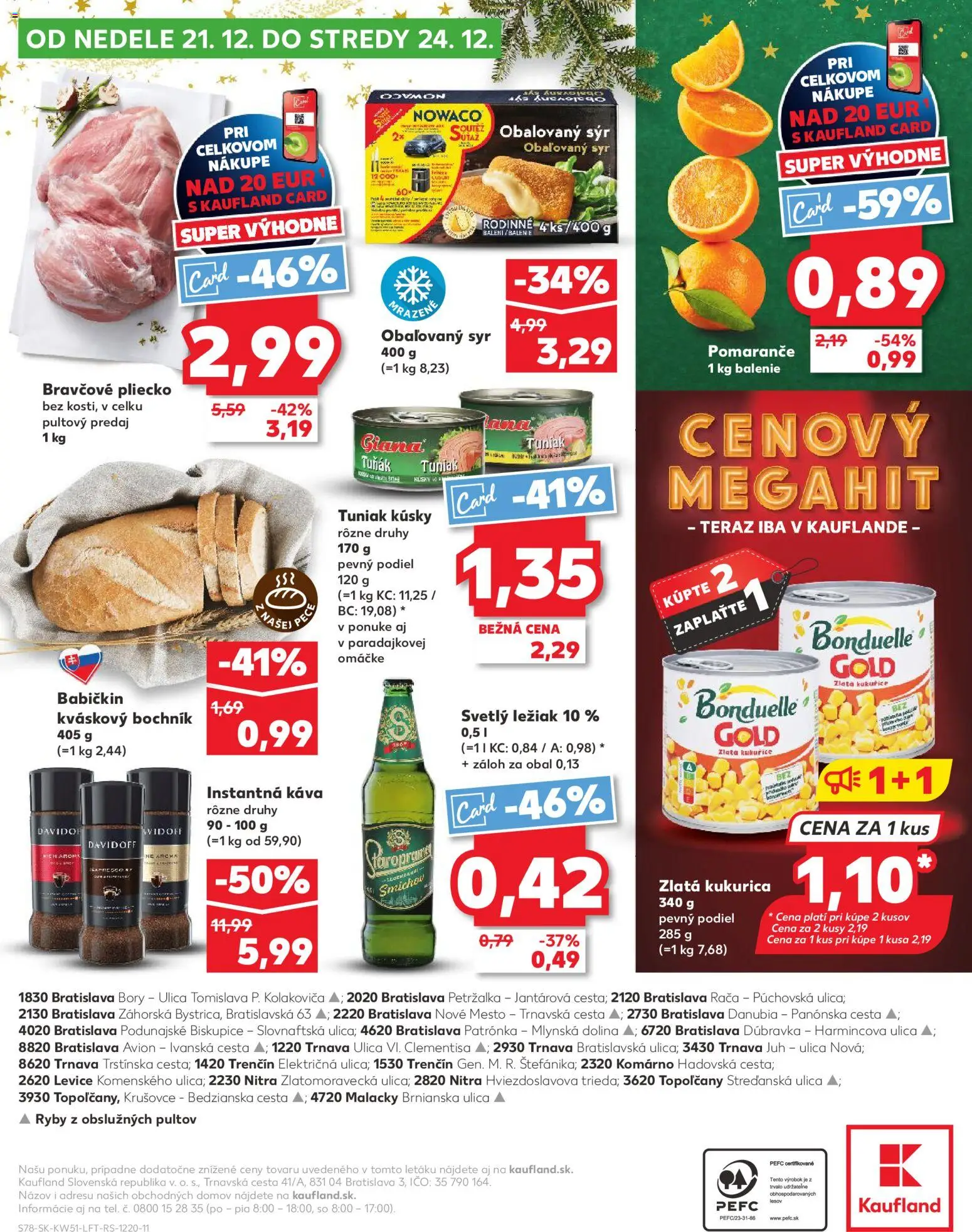Nové Kaufland akcie – leták je platný od 18.12.2025 | Strana: 78 | Produkty: Syr, Tuniak, Káva, Pomaranče