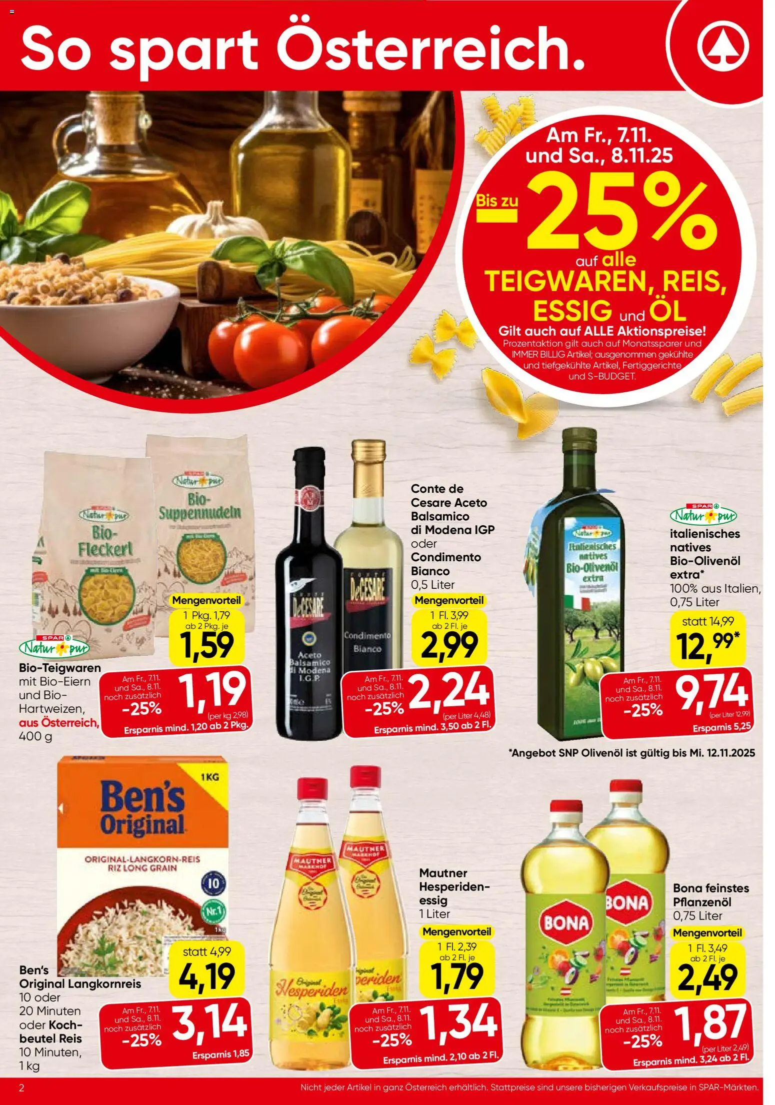 Spar Flugblatt - Salzburg gültig ab 06.11.2025 | Seite: 2 | Produkte: Fertiggerichte, Öl, Reis