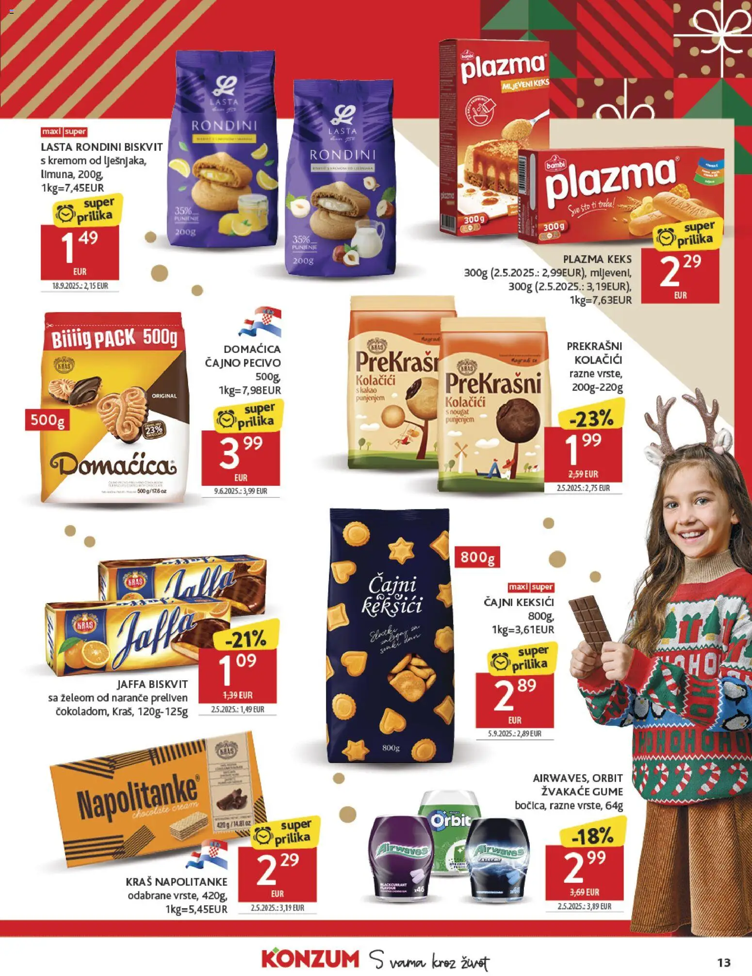 Konzum katalog | vrijedi od 27.12.2025 | Stranica: 13 | Proizvodi: Keks, Kolačići, Kakao, Pecivo