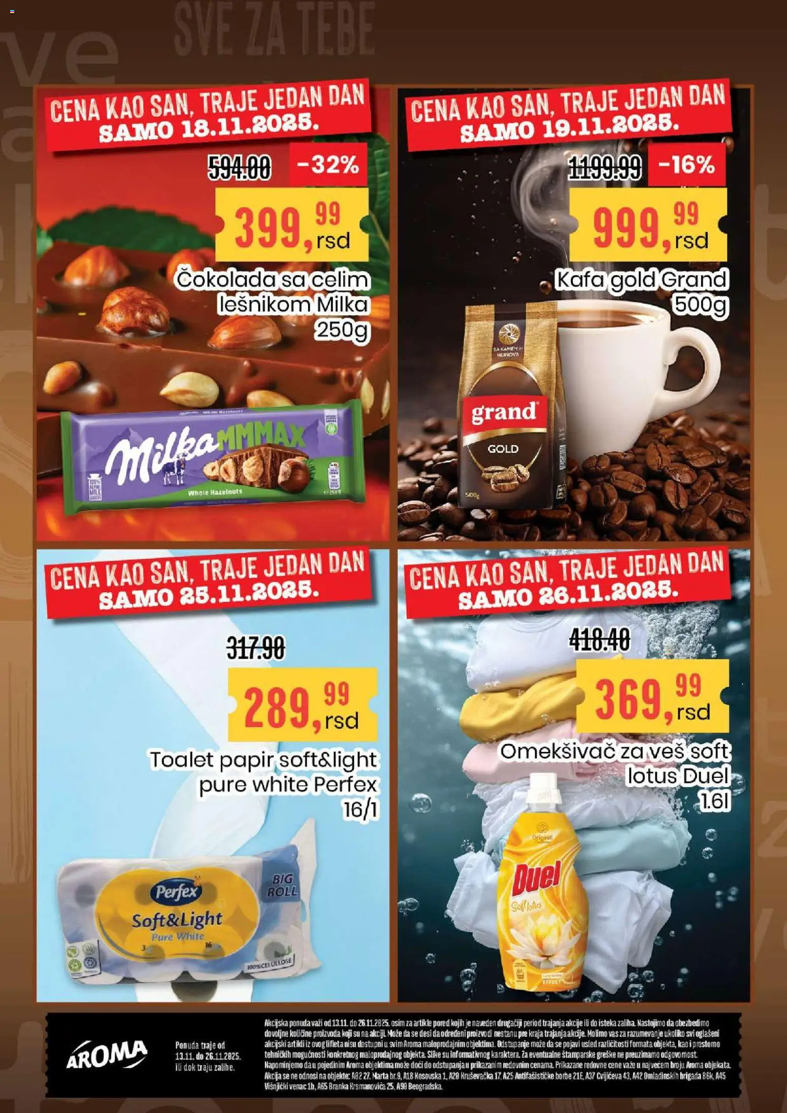 Aroma Market katalog - važi od 13.11.2025 | Strana: 20 | Proizvode: Milka, Toalet papir, Kafa, Čokolada