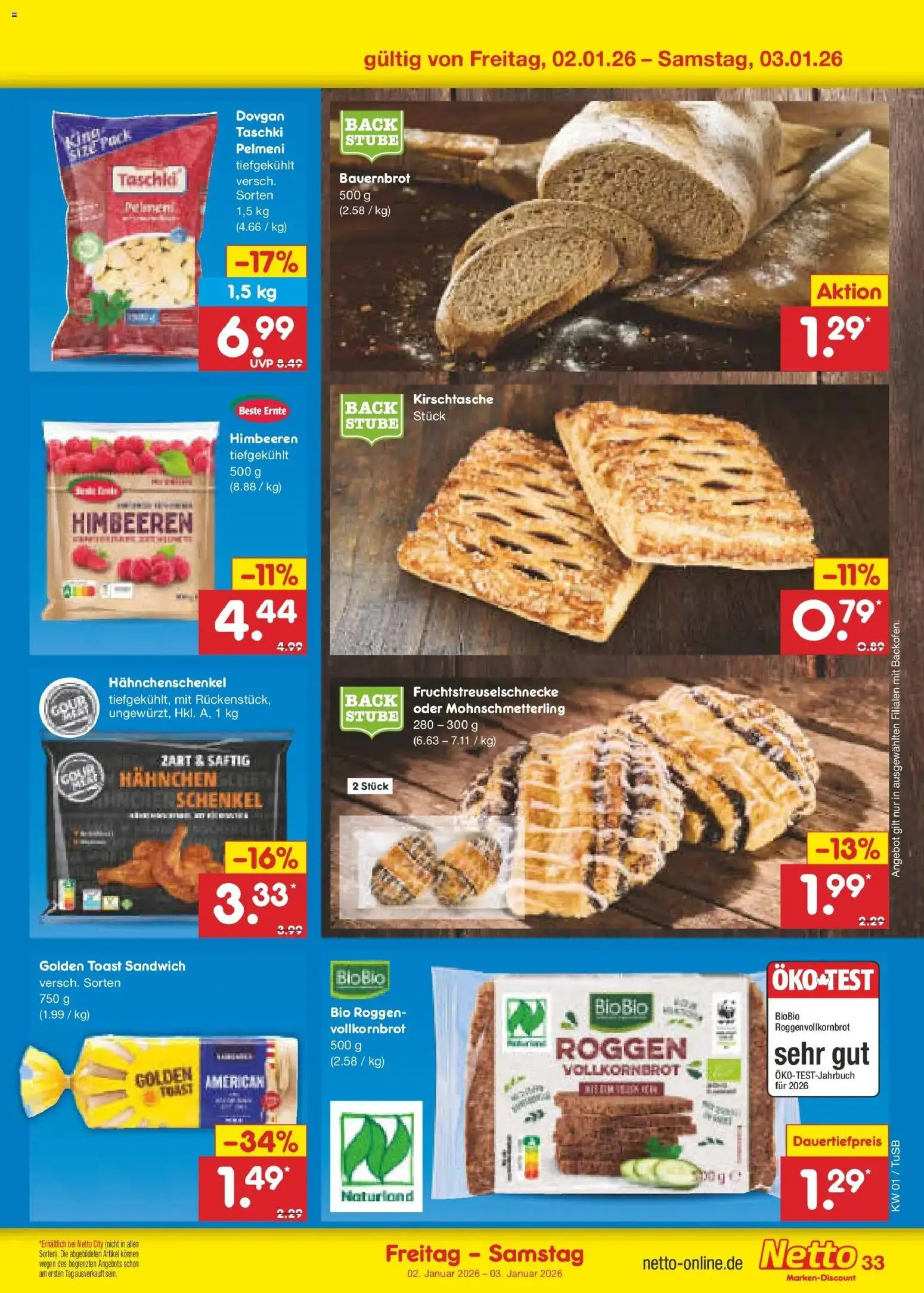 Netto Marken-Discount prospekt Lahr-Langenwinkel	 – gültig ab 28.12.2025 | Seite: 47 | Produkte: Himbeeren, Hahnchen, Hahnchenschenkel, Vollkornbrot