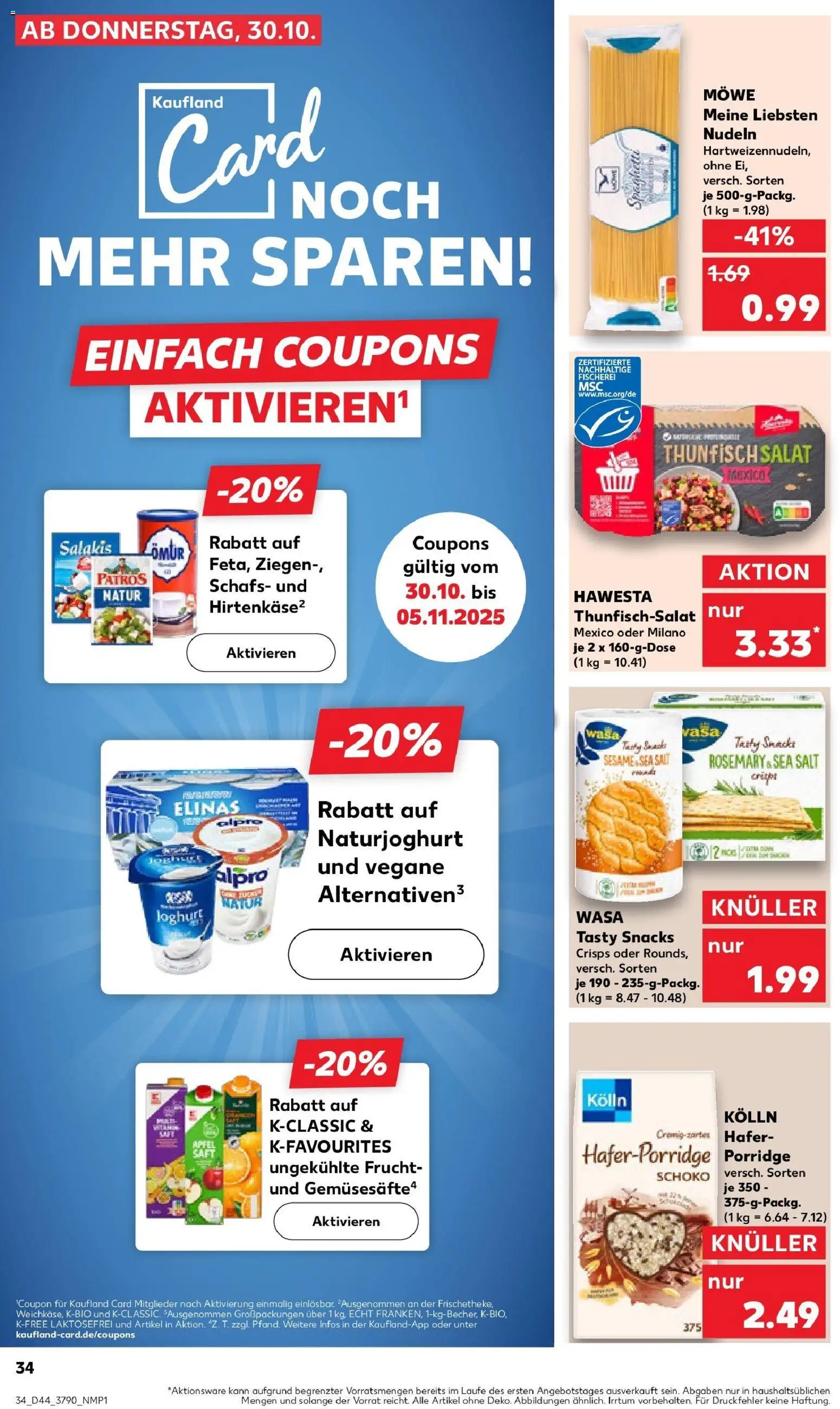 Kaufland prospekt Zwönitz	 – gültig ab 30.10.2025 | Seite: 34 | Produkte: Kolln, Patros, Alpro, Nudeln