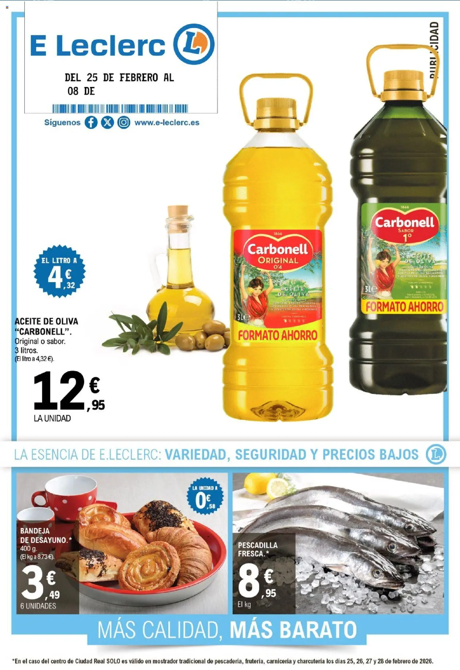 E.Leclerc folleto │ válido desde el 25.02.2026 | Página: 1 | Productos: Aceite, Aceite de oliva, Cocina, Bandeja