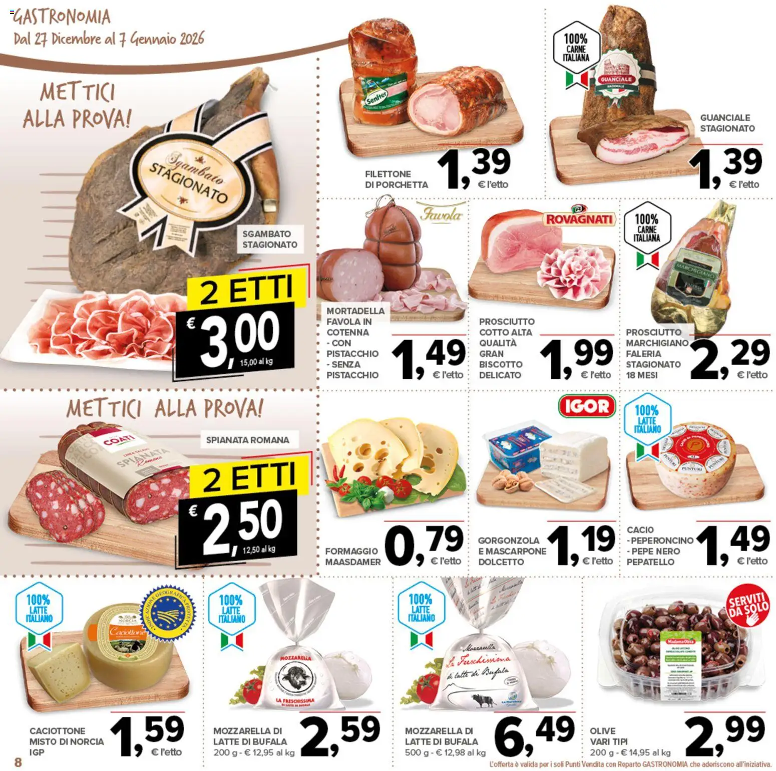 Volantino Todis del 27.12.2025 | Pagina: 8 | Prodotti: Porchetta, Latte, Mascarpone, Gorgonzola