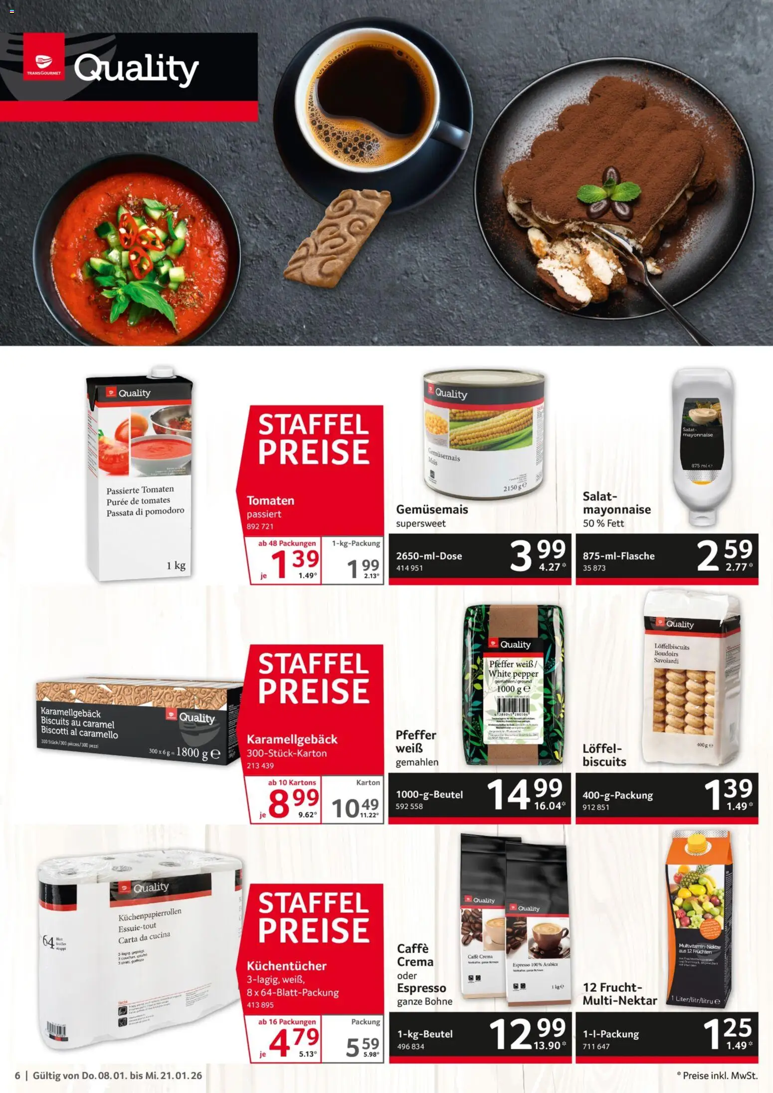 Selgros Gastronomie – gültig ab 08.01.2026 | Seite: 6 | Produkte: Tomaten, Mayonnaise, Pfeffer, Salat